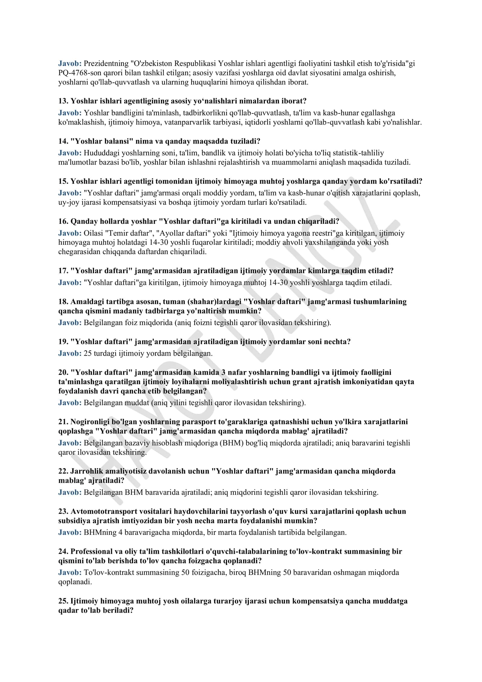 Yoshlar yetakchilari uchun ARGOS suhbat savollari 2026 (205 savol-javob, to'liq) 3