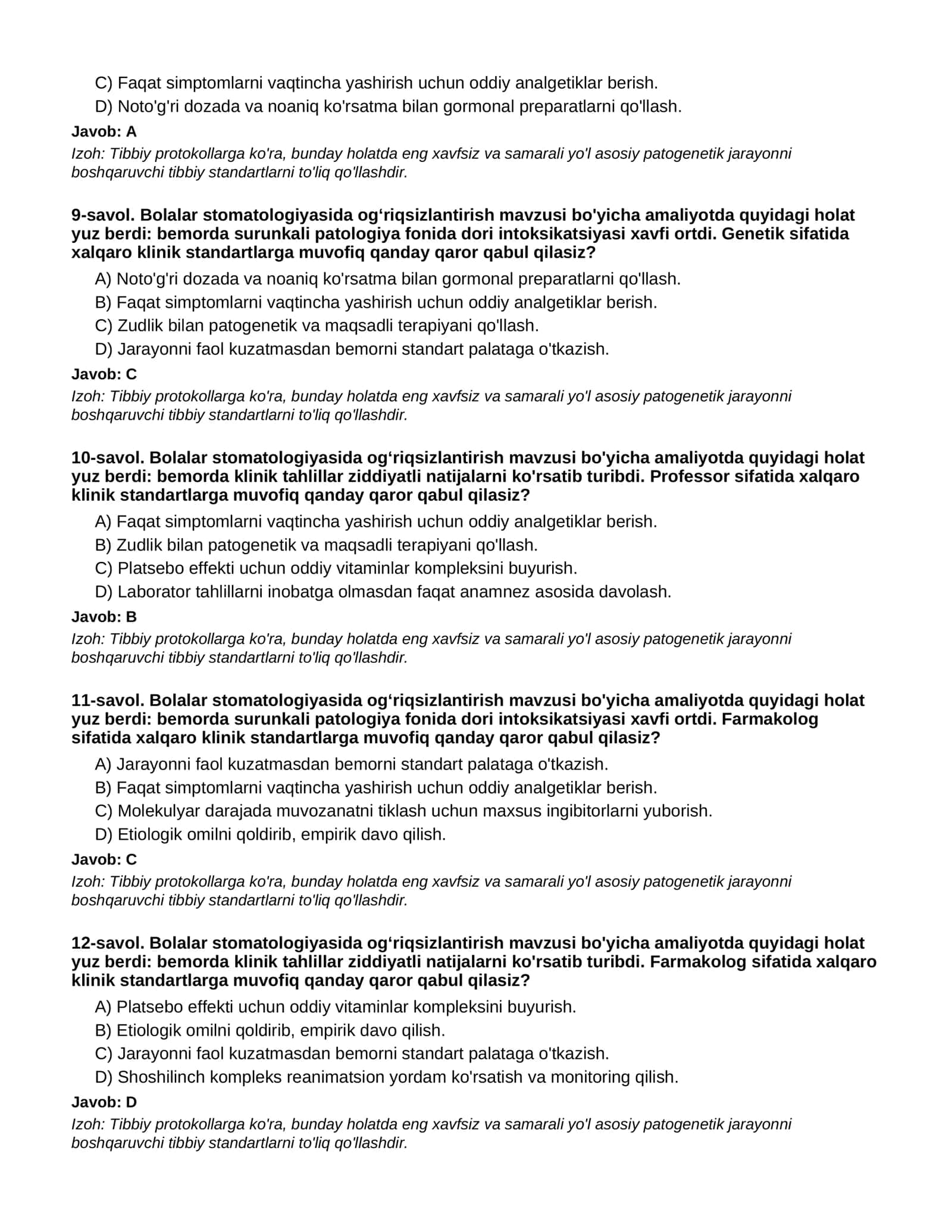 BOLALAR STOMATOLOGIYASIDA OG‘RIQSIZLANTIRISH - 3-QISM 3