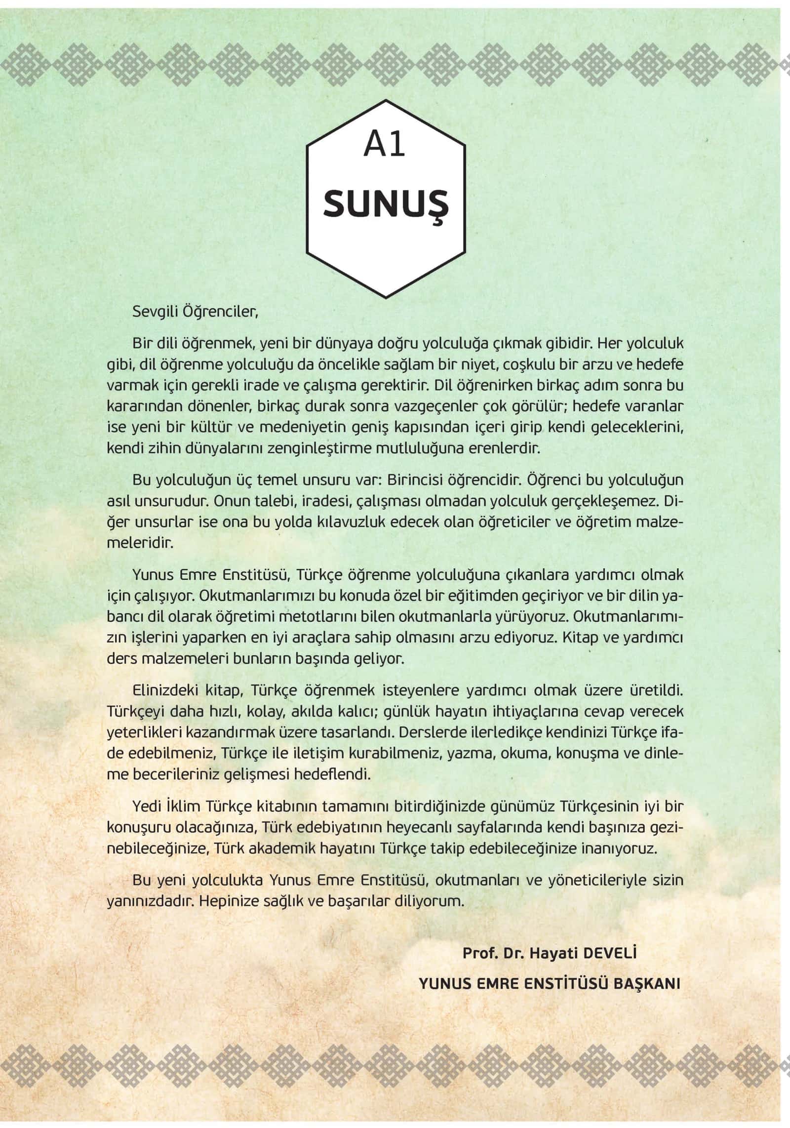 Yedi İklim Türkçe Çalişma Kitabı Yunus Emre-A1 3