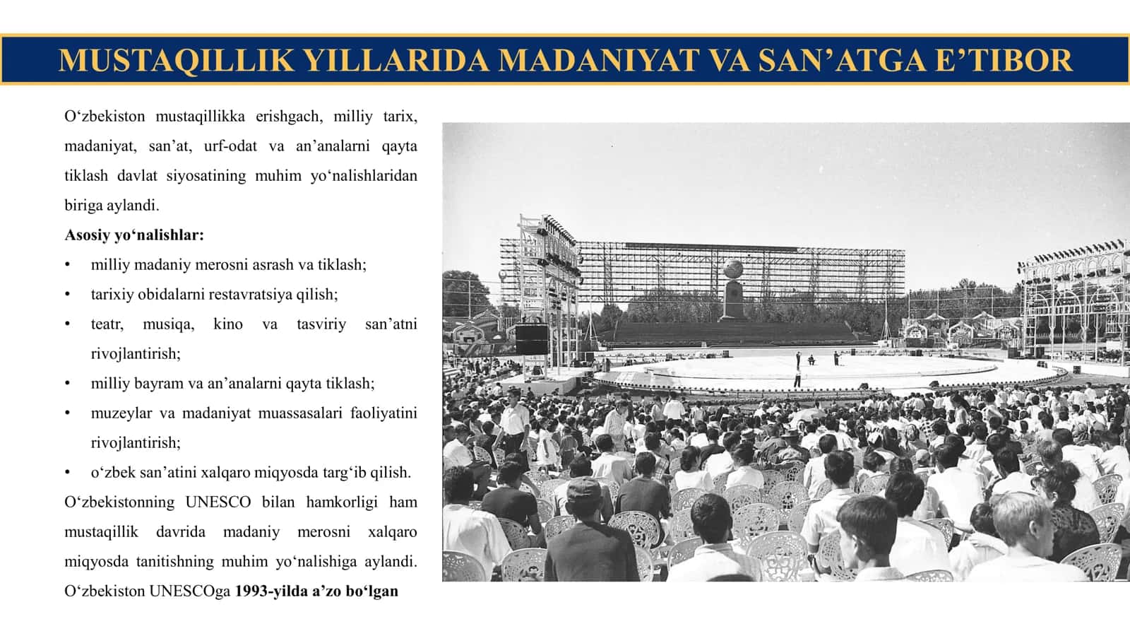 MUSTAQILLIK YILLARIDA MADANIYAT VA SAN’ATGA E’TIBOR 3