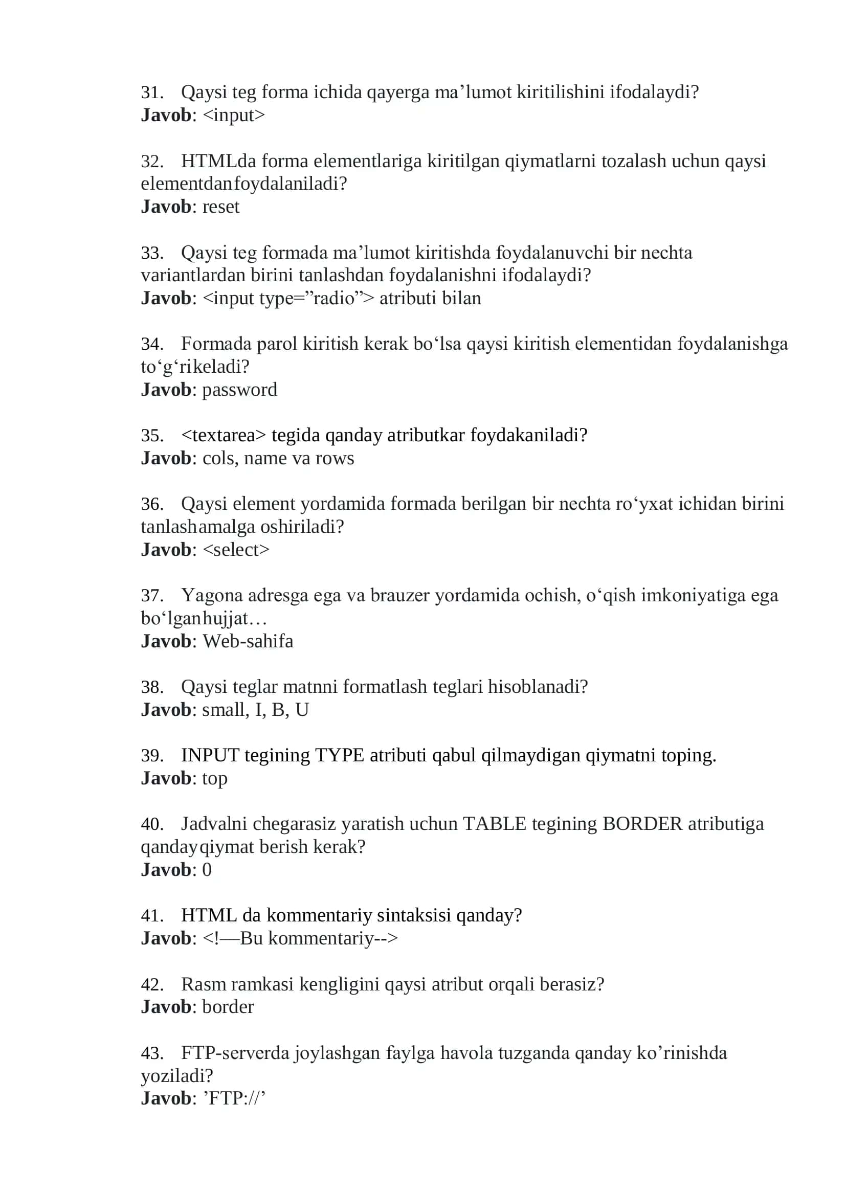 Web-sahifa haqida savollar 3