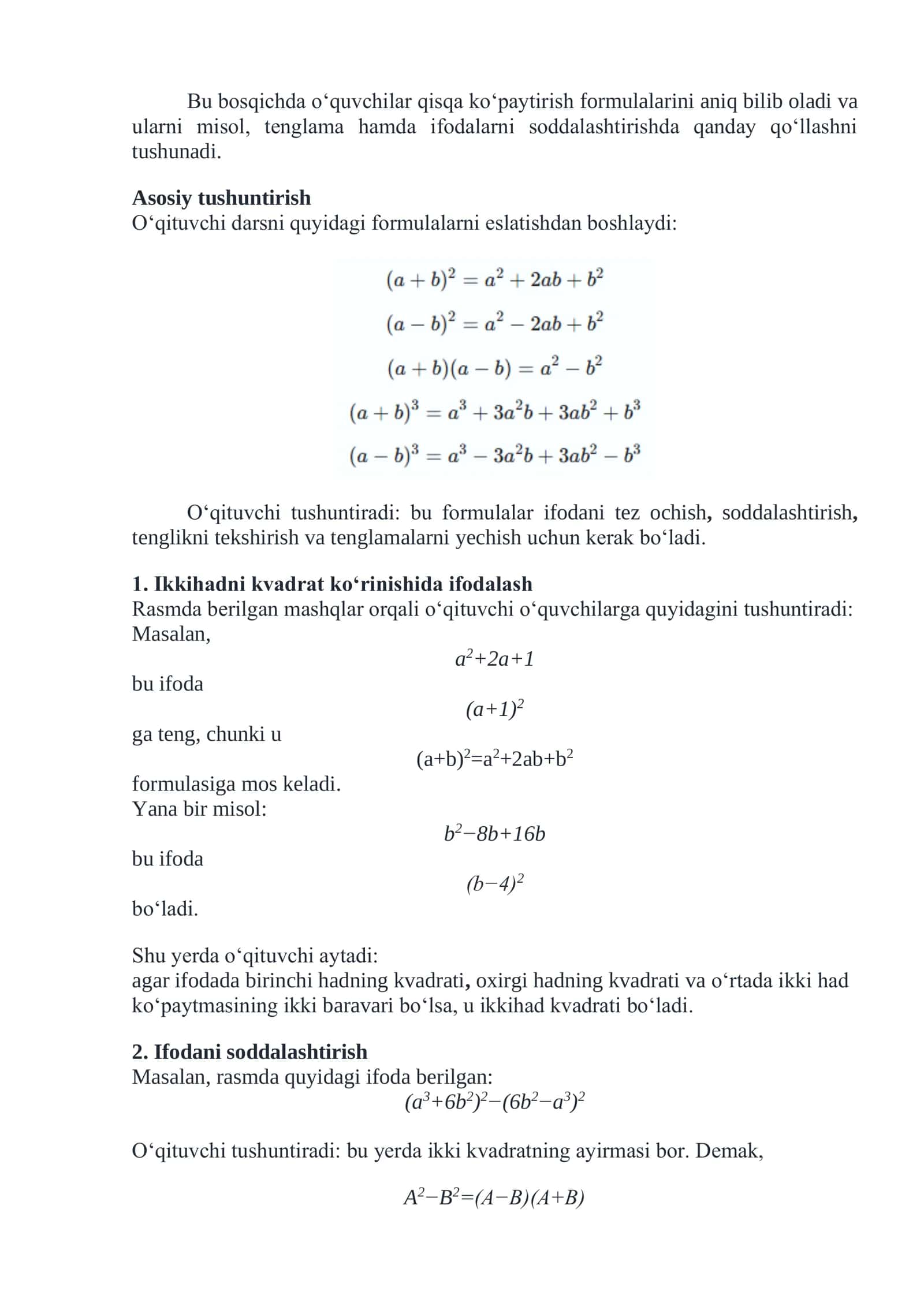 Qisqa ko‘paytirish formulalarining tatbiqi 3