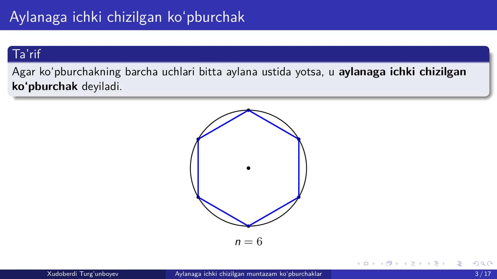 Aylanaga ichki chizilgan ko'pburchaklar (taqdimot) 3