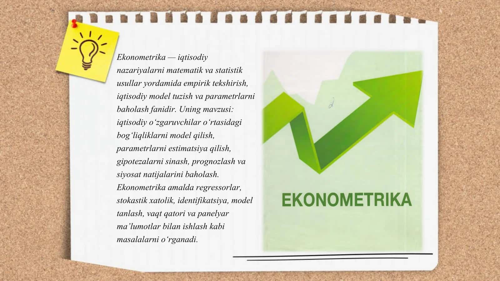 EKONOMETRIKAGA KIRISH. FANNING MAQSADI VA VAZIFALARI 3