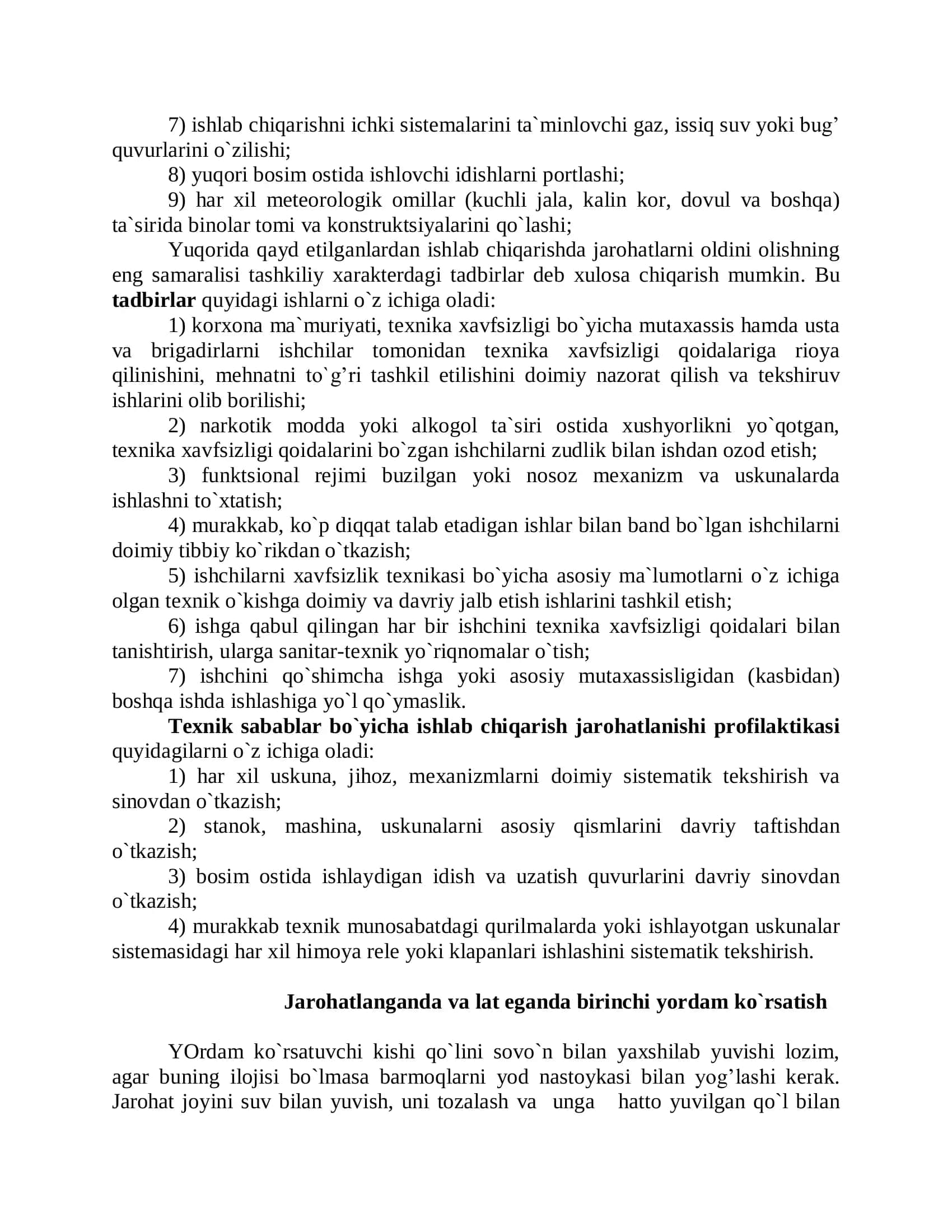 Baxtsiz hodisalarda shikastlanganlarga birinchi yordam ko`rsatish 3