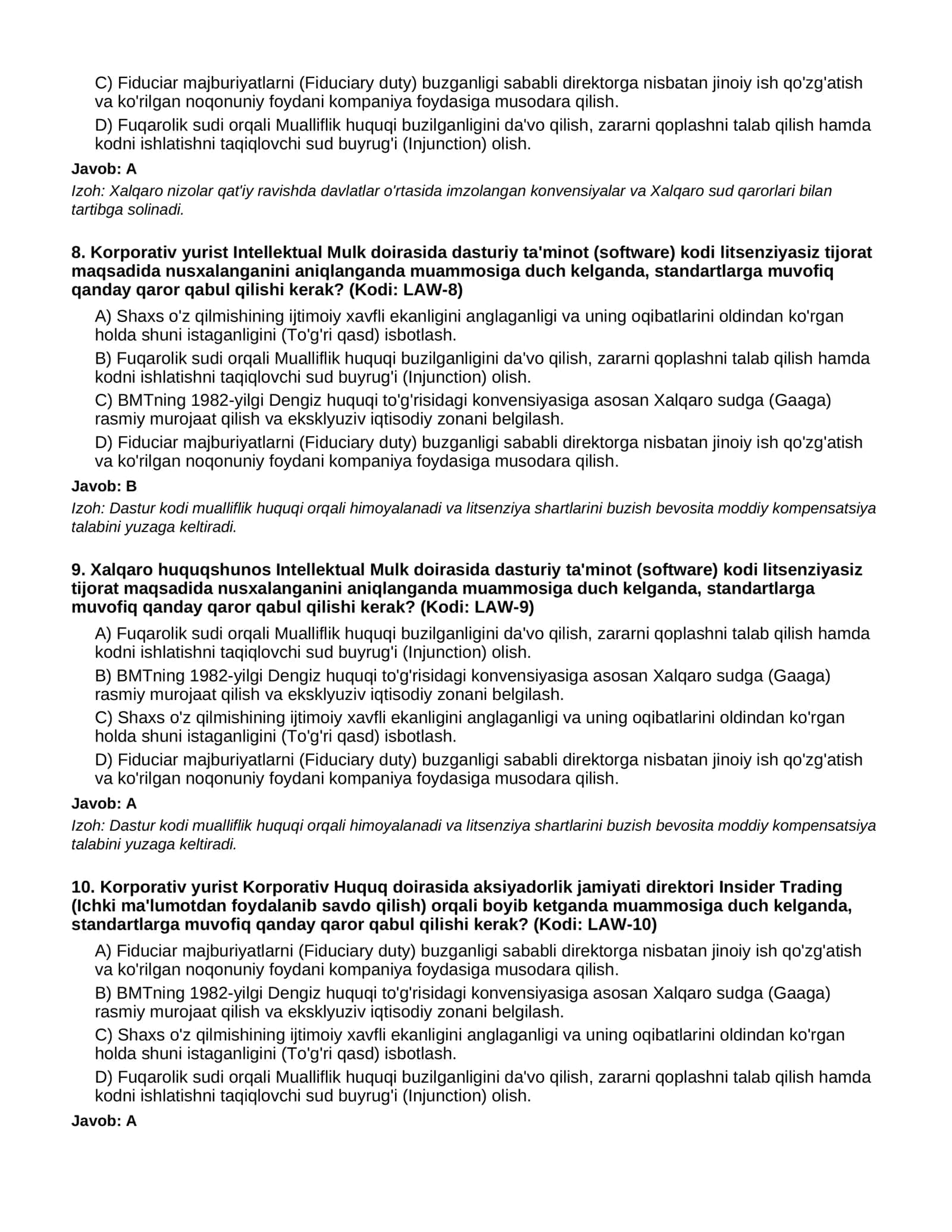 09 HUQUQ - 200 TA QIYIN TESTLAR 3