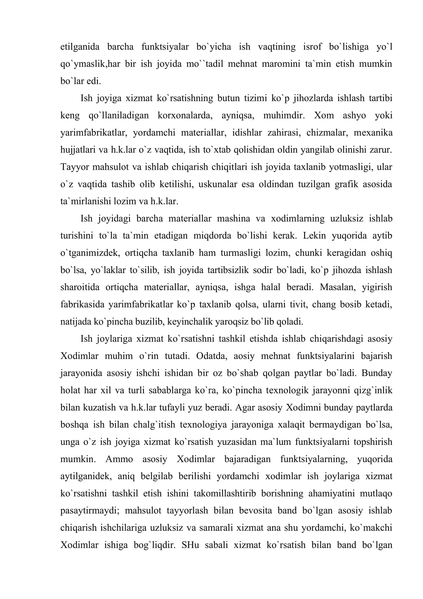 Ish joylariga xizmat ko'rsatishni tashkil qilish 3