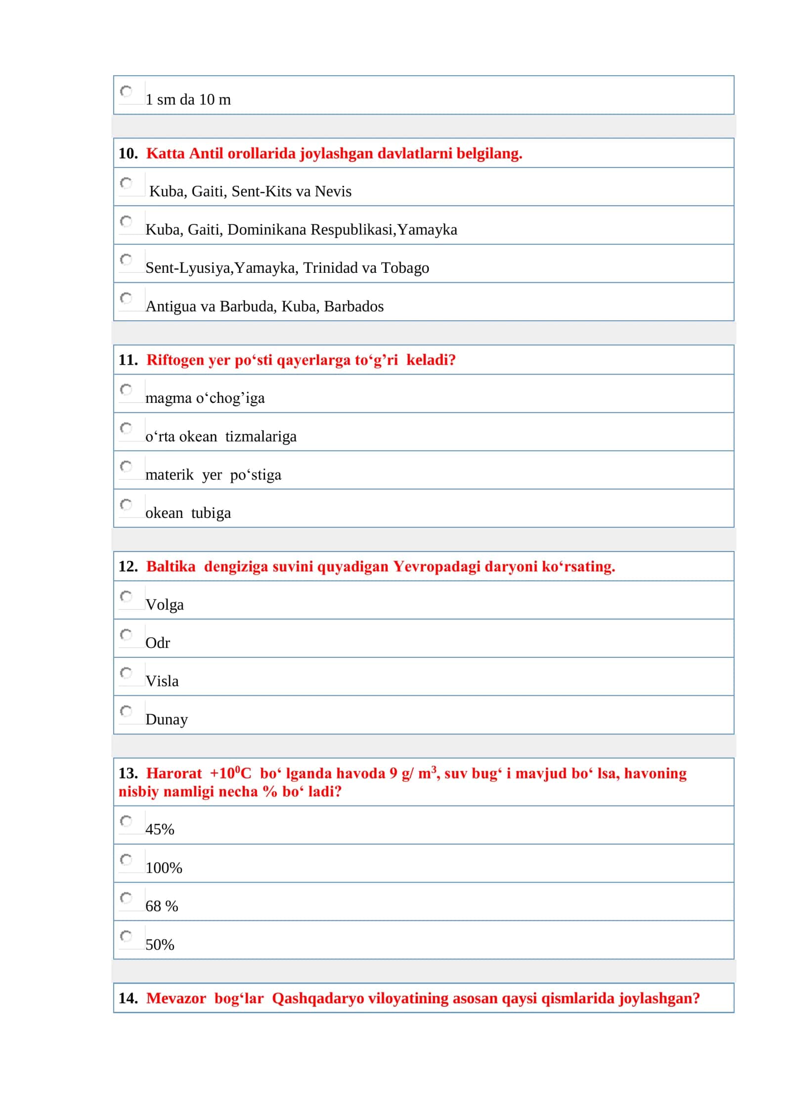 GEOGRAFIYA ONLNE TEST 2018 3