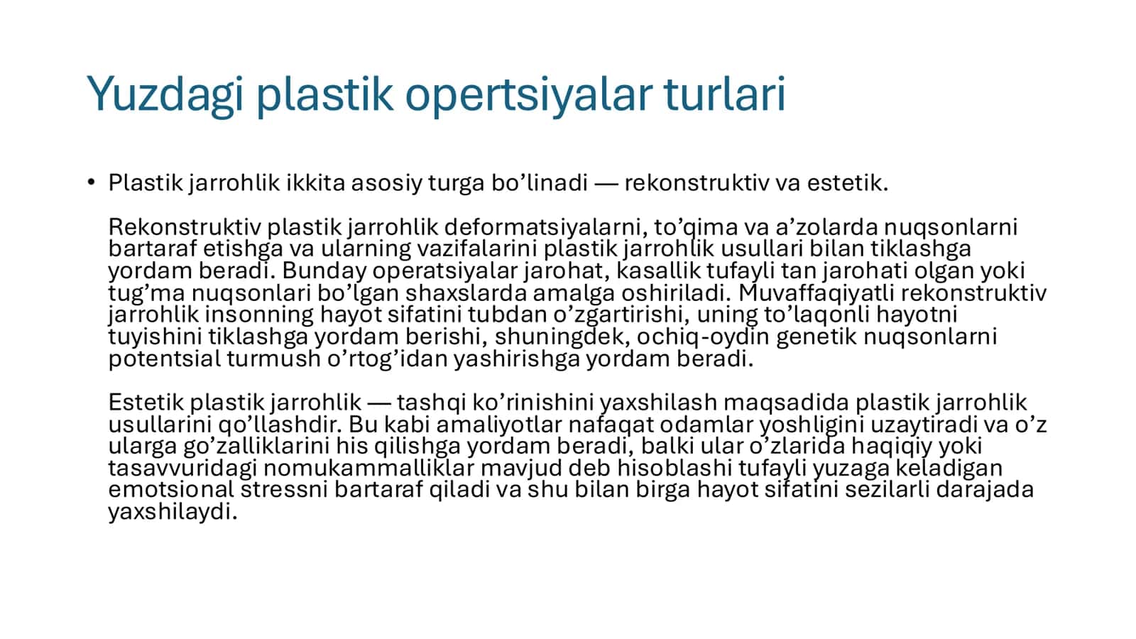Yuz plastikasi asoratlari 3