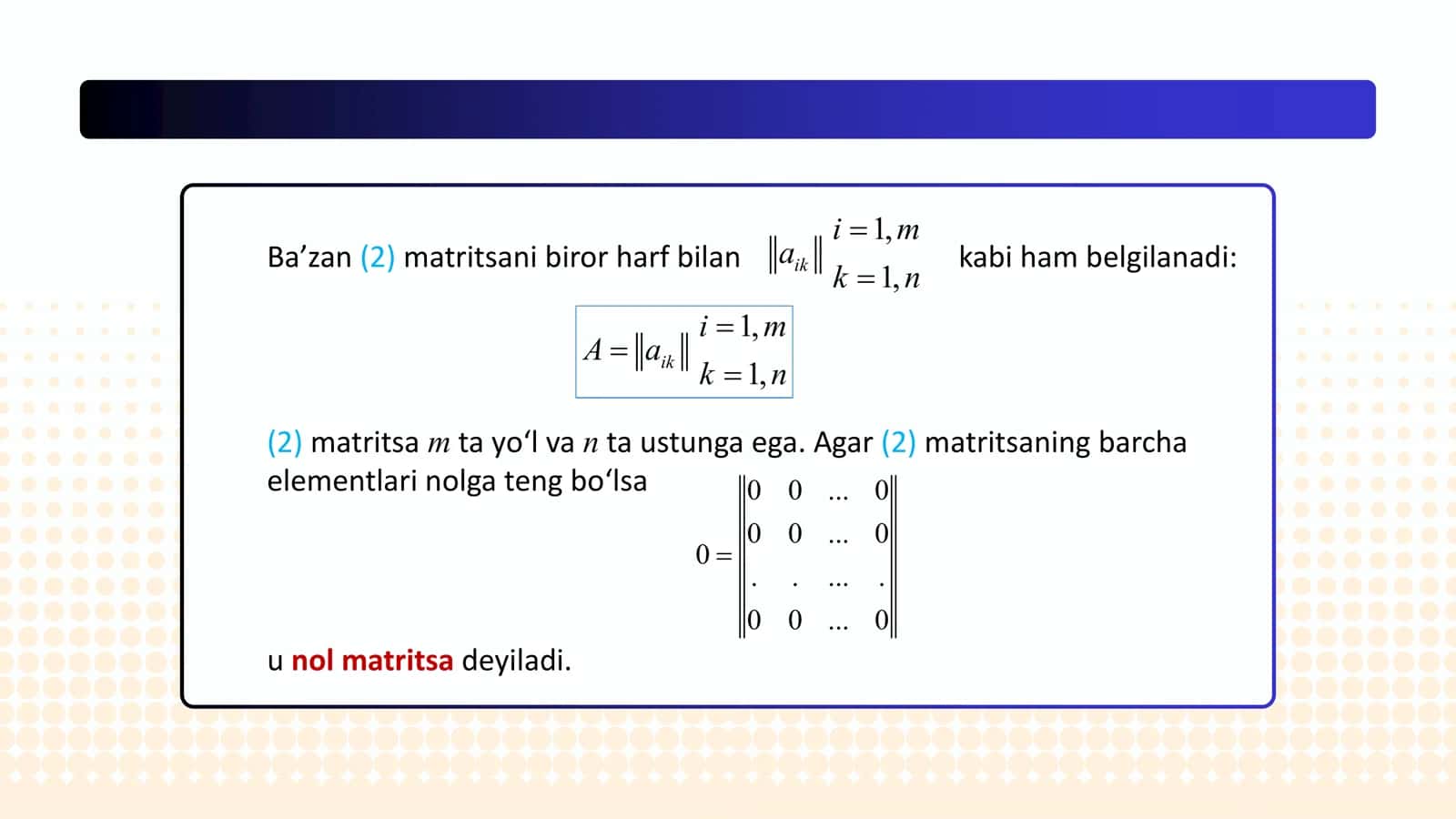 Matritsalar va ular ustida amallar 3