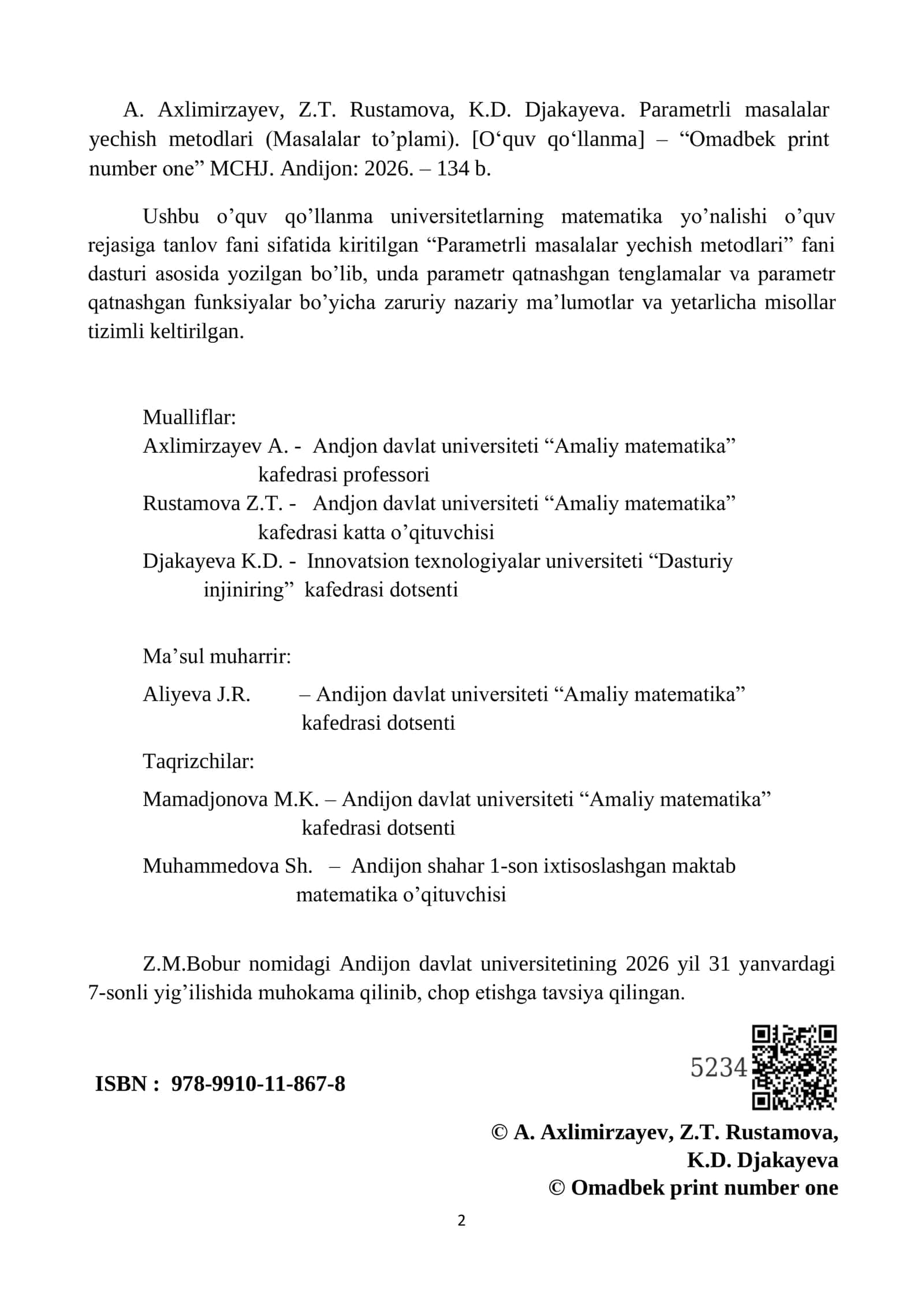 Parametrli masalalarni yechish metodlari 3