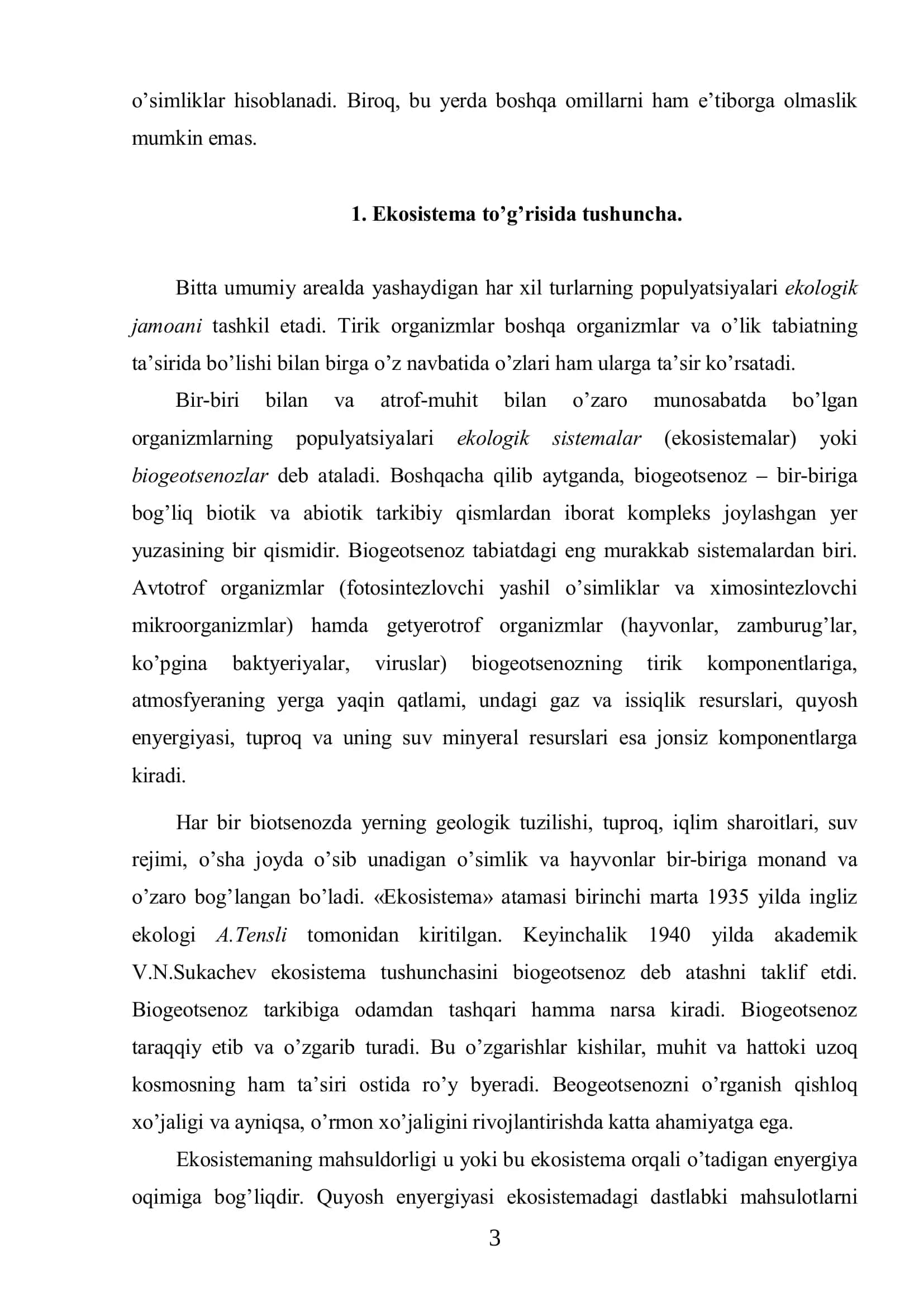 Ekosistema to’g’risida ta’limot 3