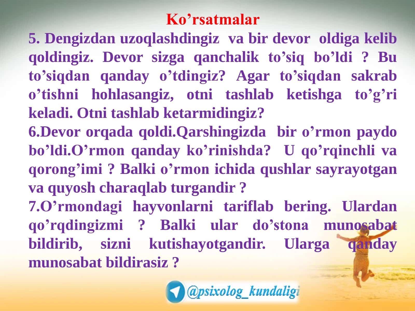 Hayot mazmuni testi 3
