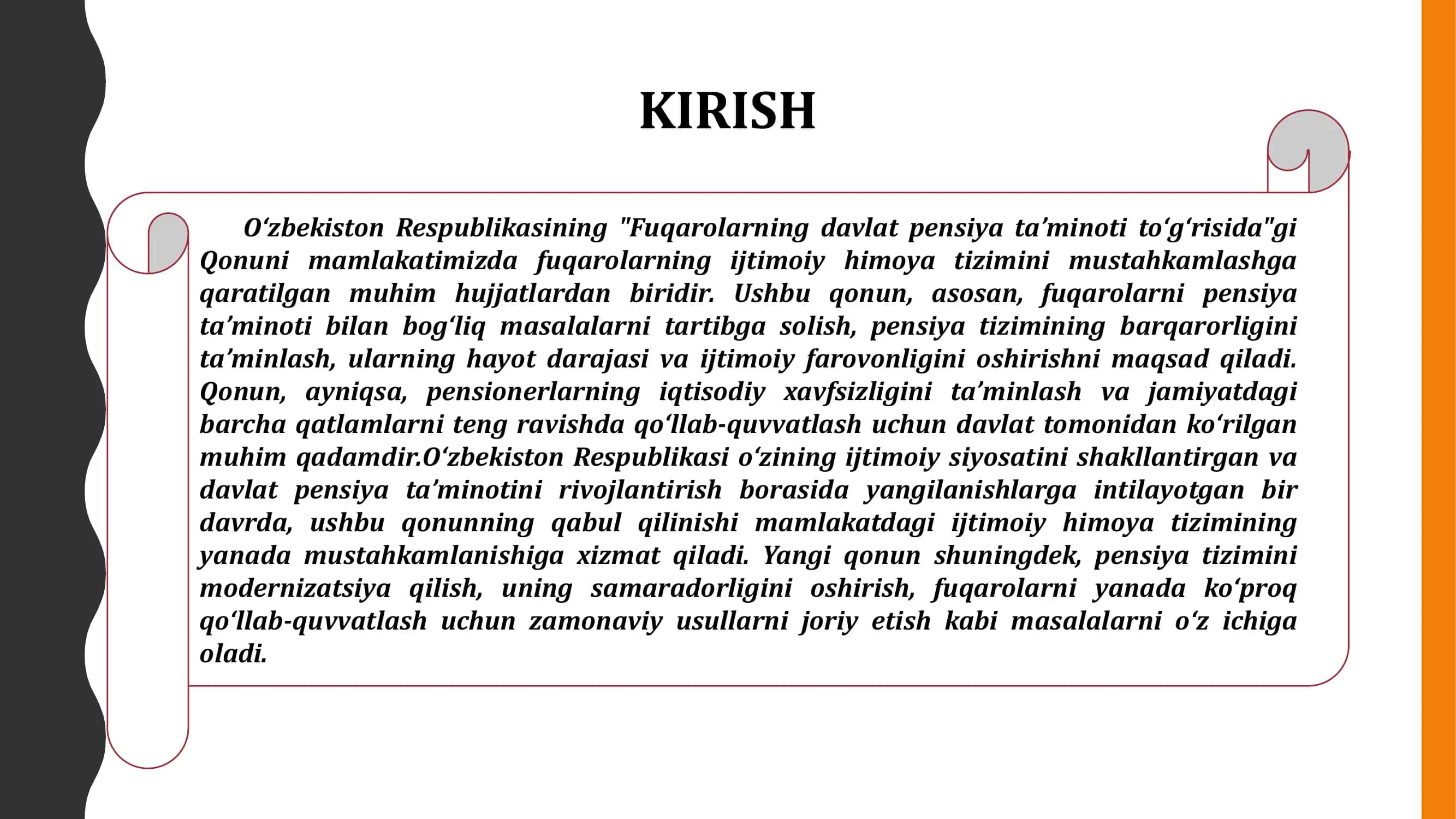 O‘ZBEKISTON RESPUBLIKASINING «FUQAROLARNING DAVLAT PENSIYA TA‘MINOTI TO‘G‘RISIDA»GI QONUNI 3