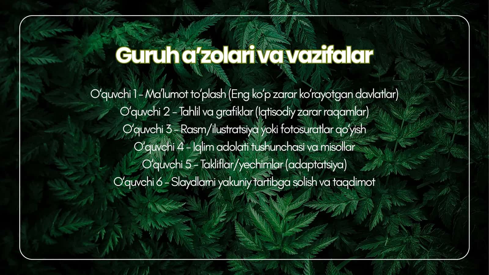 Prezentatsiya. Iqlim o'zgarishi. 3
