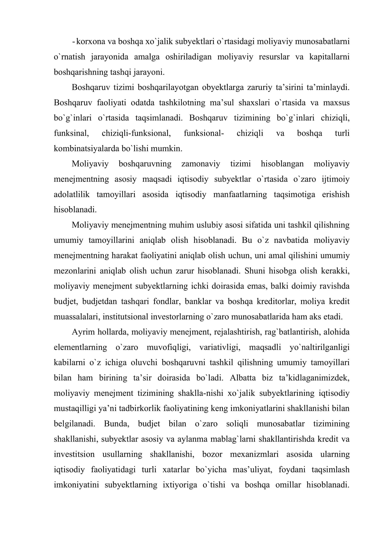 Korxonalarda moliyaviy menejmentni tashkil etish mexanizmi 3