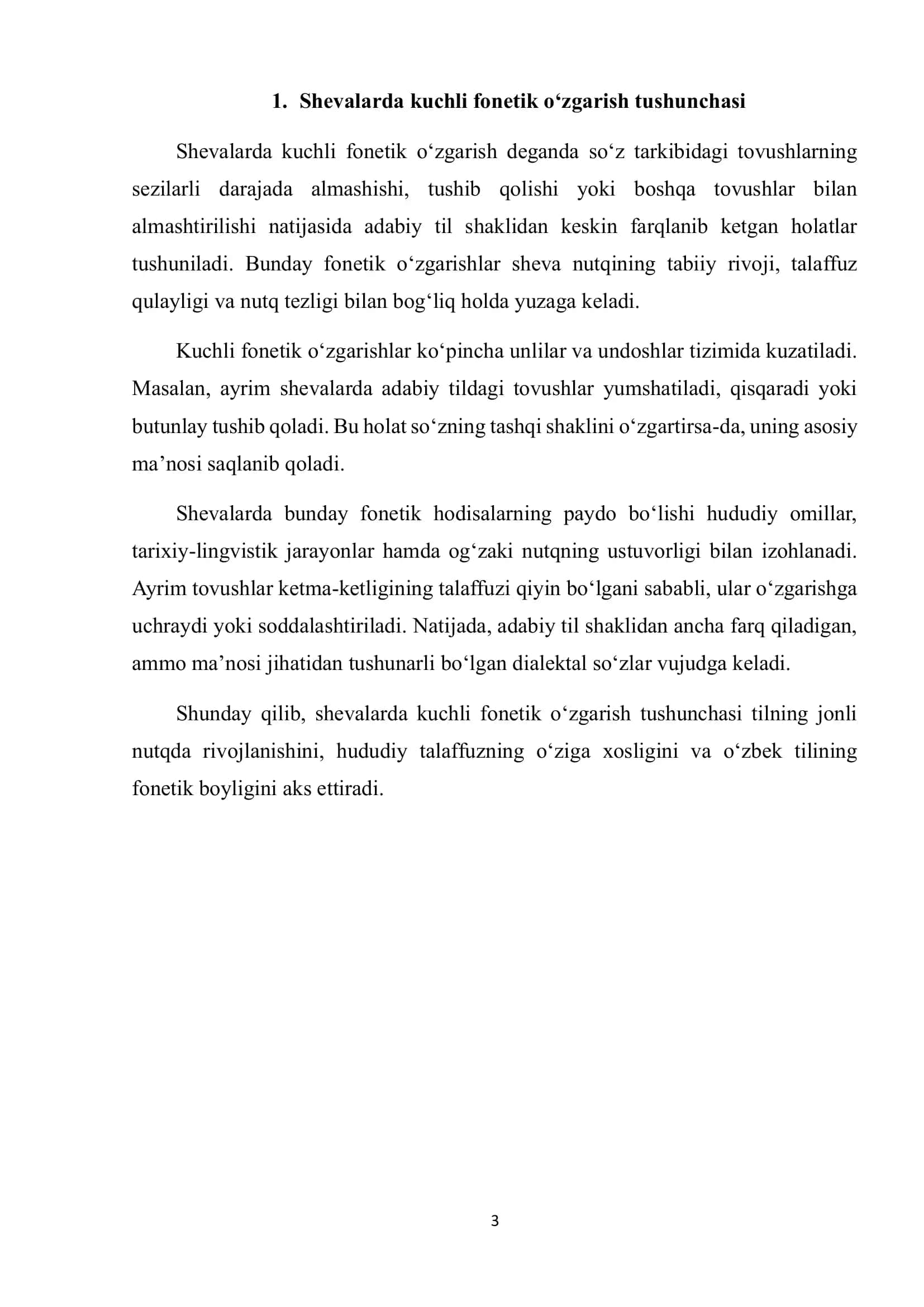 Shevaga xos bo‘lgan kuchli fonetik o‘zgarishga uchragan so‘zlar 3