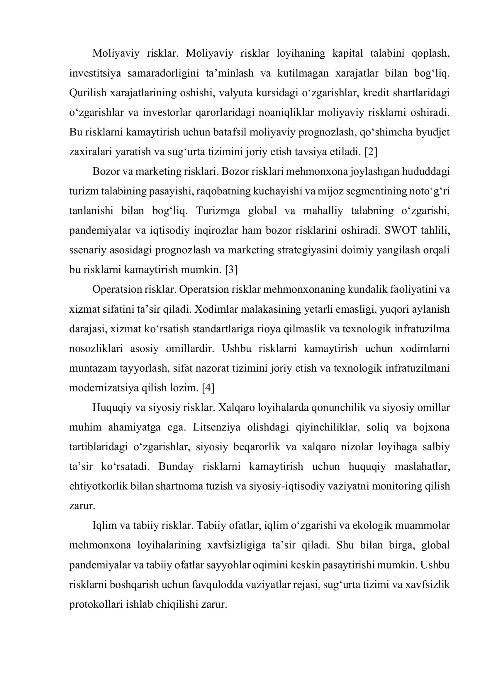 XALQARO MEHMONXONA LOYIHALARINING RISK TAHLILI 3