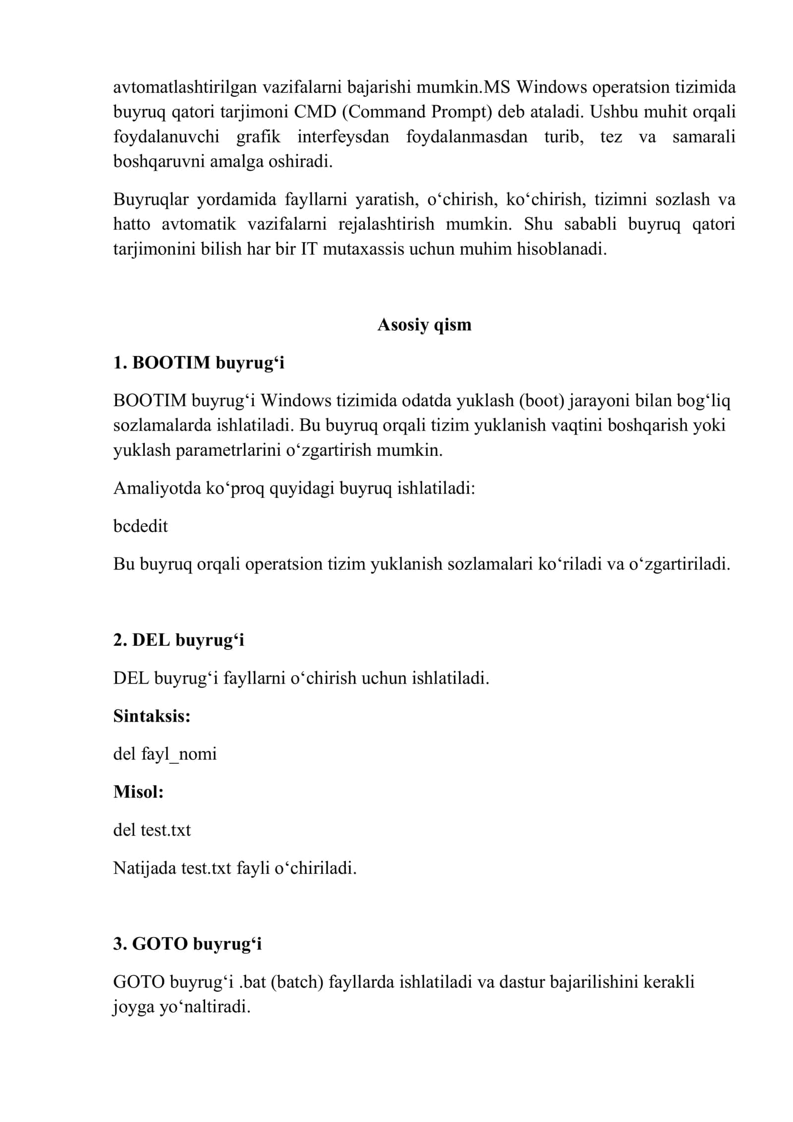 Interpetator buyruqlar qatori 3