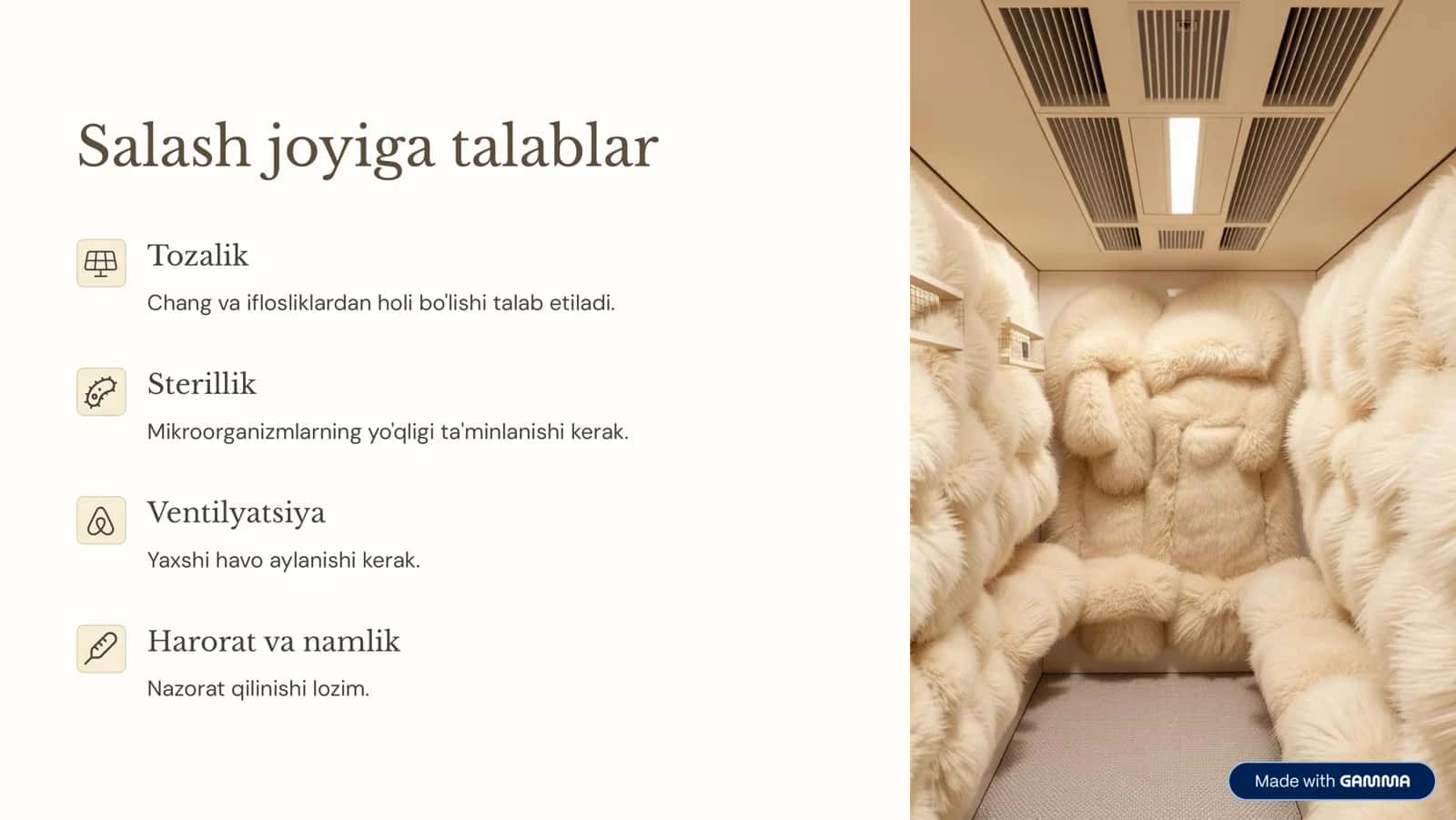 Fermentatsiya yuklamasi va salash joyi talablari 3