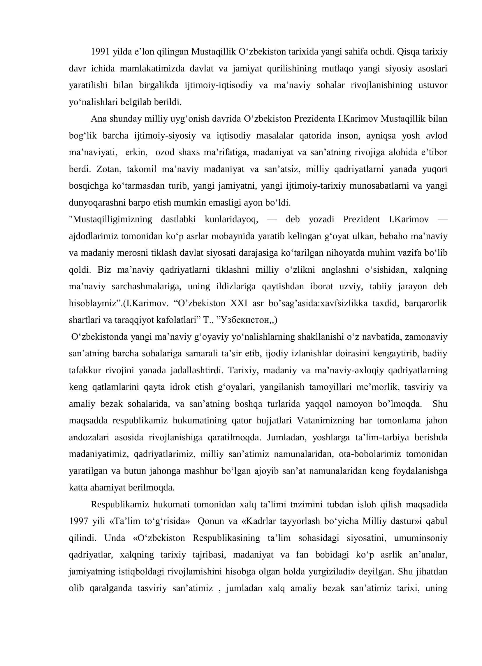 MUSTAQILLIK YILLARIDA O’ZBEK XALQ AMALIY BEZAK SAN’ATINING RIVOJLANISHI 3