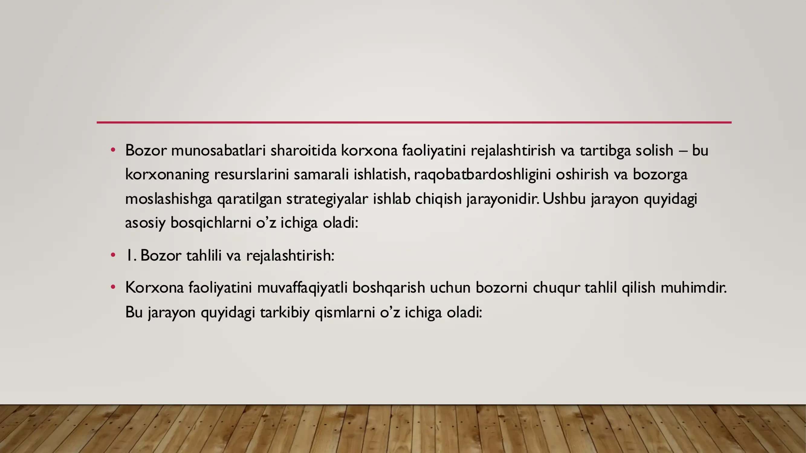 BOZOR MUNOSABATLARI SHAROITIDA KORXONA FAOLIYATINI REJALASHTIRISH VA TARTIBGA SOLISH 3