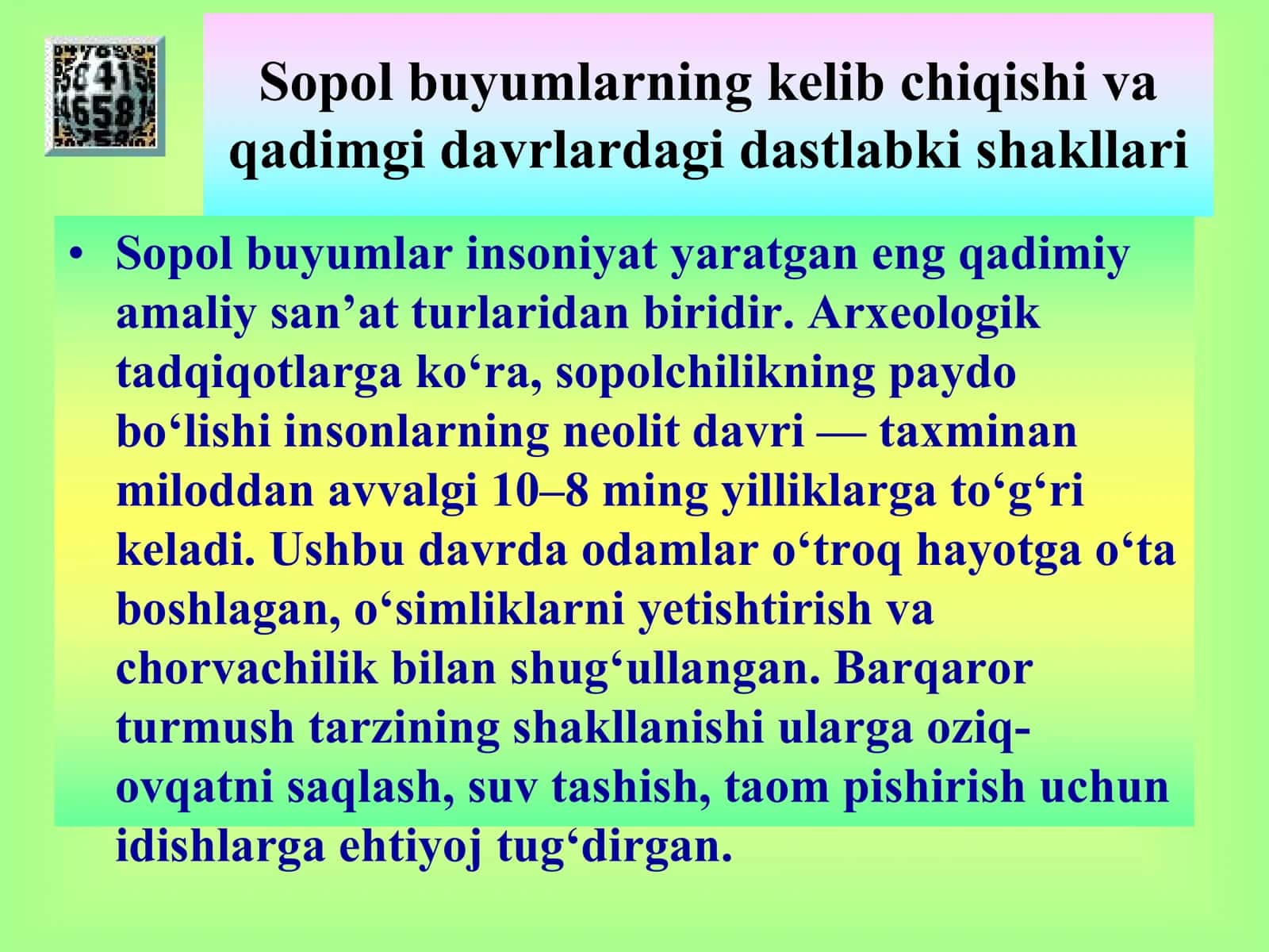 sopol buyumlar va ularning evalutsiyasi 3