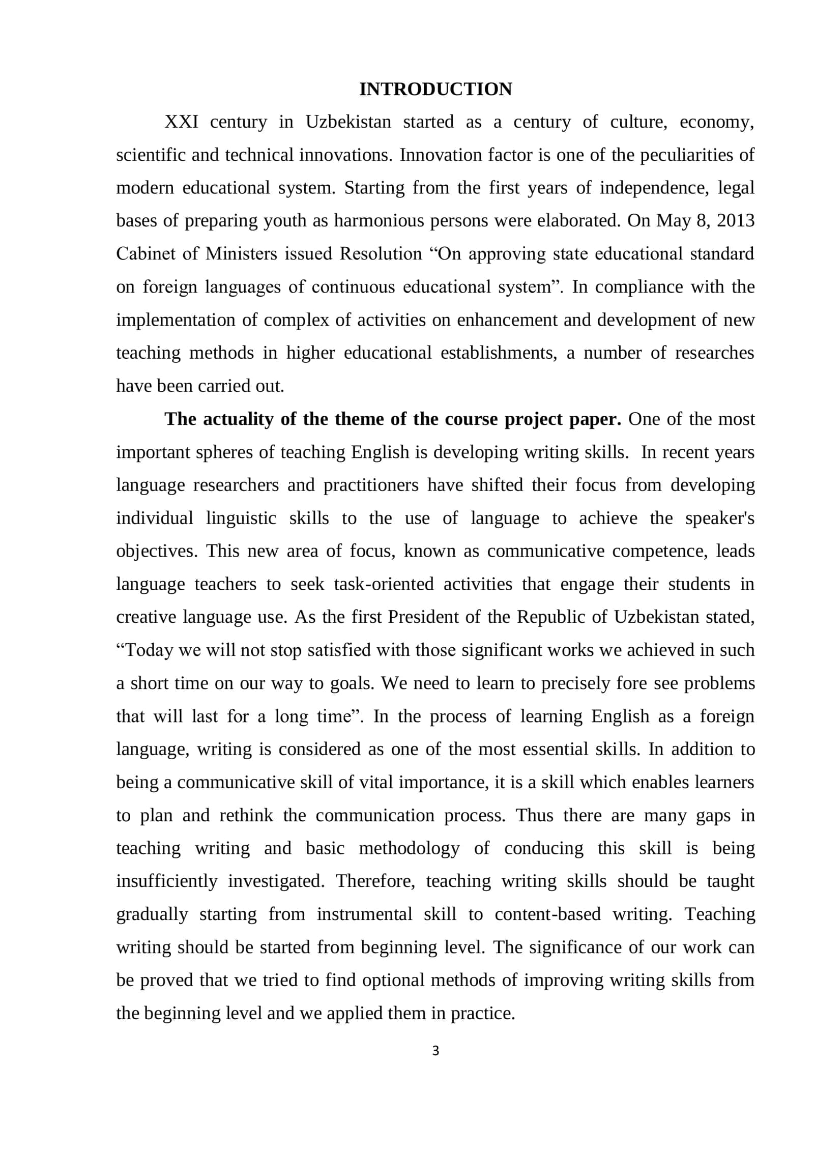 Course paper on teaching writing in ESL classrooms 3