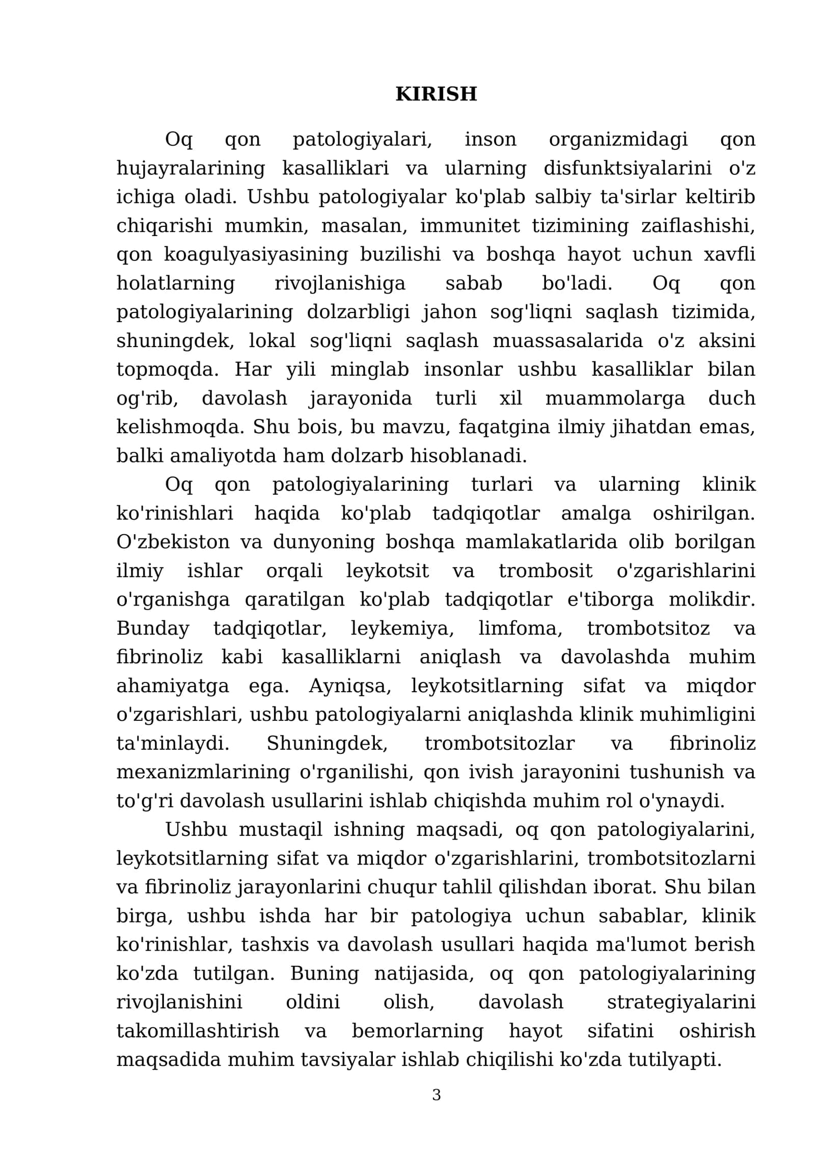 Oq qon patalogiyasi.Leykotsitlarni sifat va miqdor oʻzgarishlari.Trombotsitozlar.Fibrinoliz 3