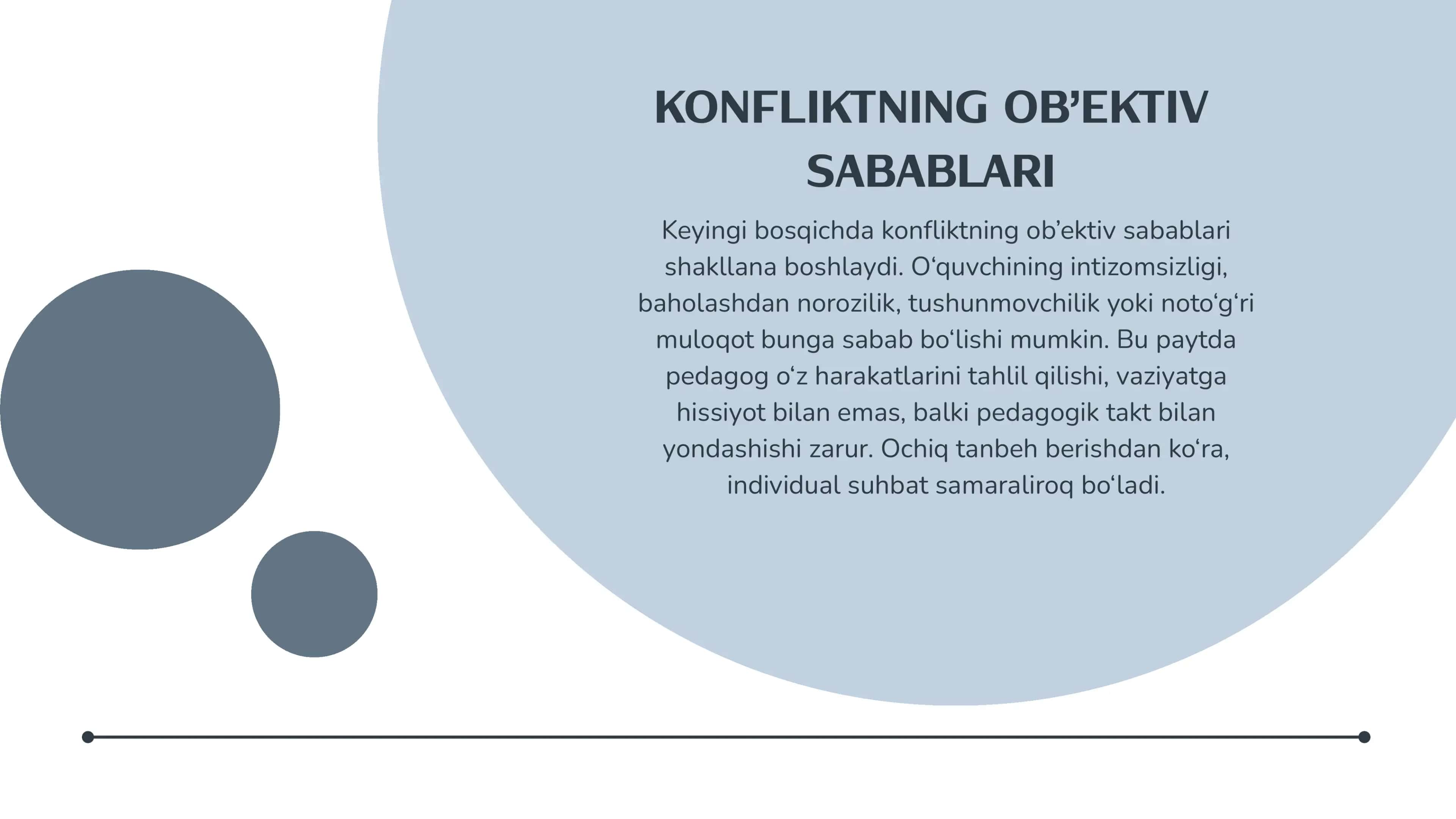 Pedagogik konflikt rivojlanish bosqichlari 3