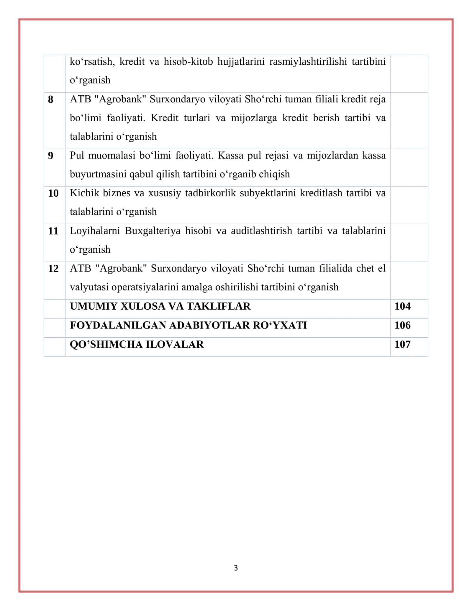 Abgrobank hamda ATB "Agrobank" Sho‘rchi haqida AMALYOT HISOBOT 3