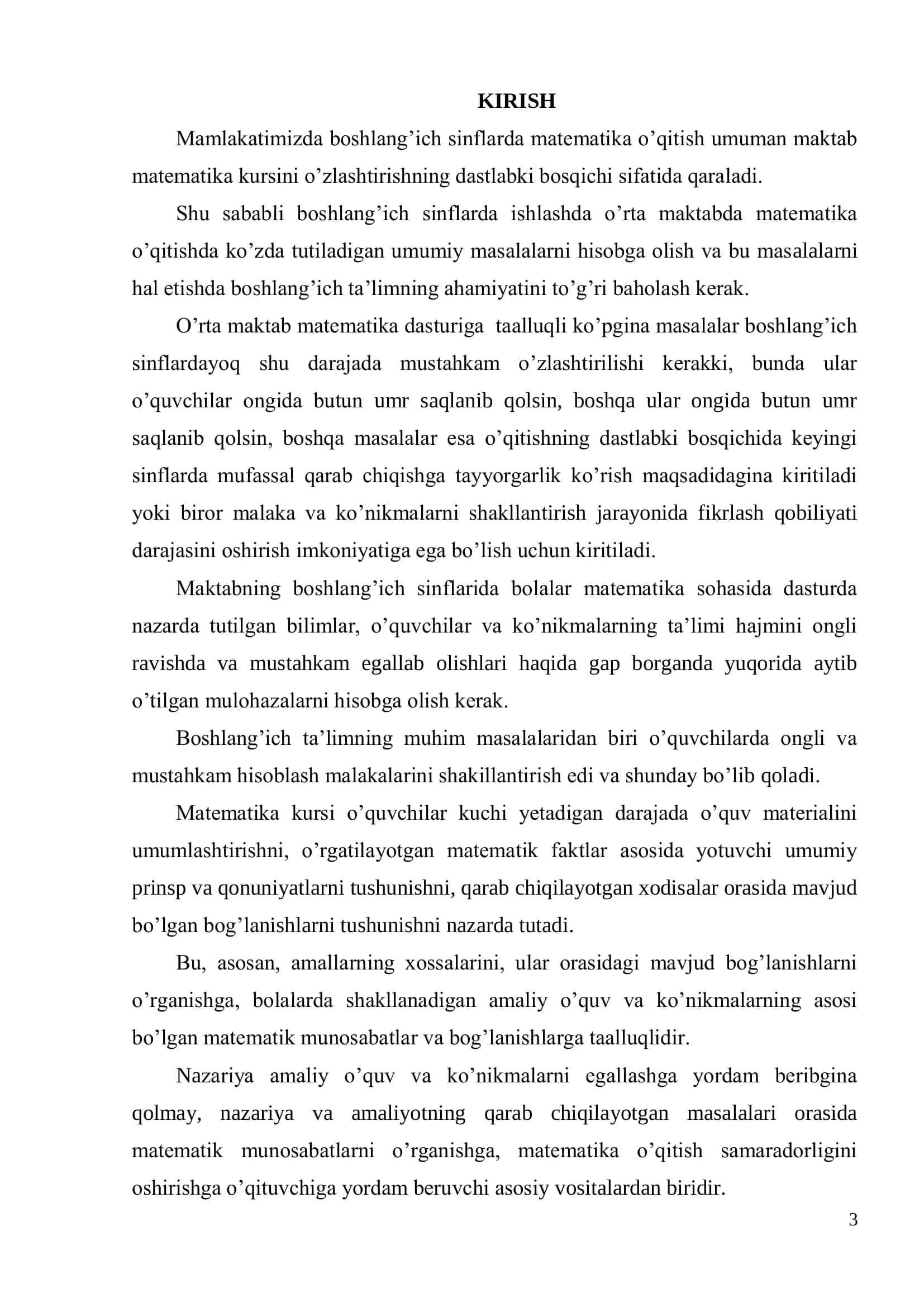 BOSHLANG’ICH SINF MATEMATIKA DARSLARIDA BO’LISH AMALINI O’RGATISHDA QOLDIQLI BO’LISHDAN 3