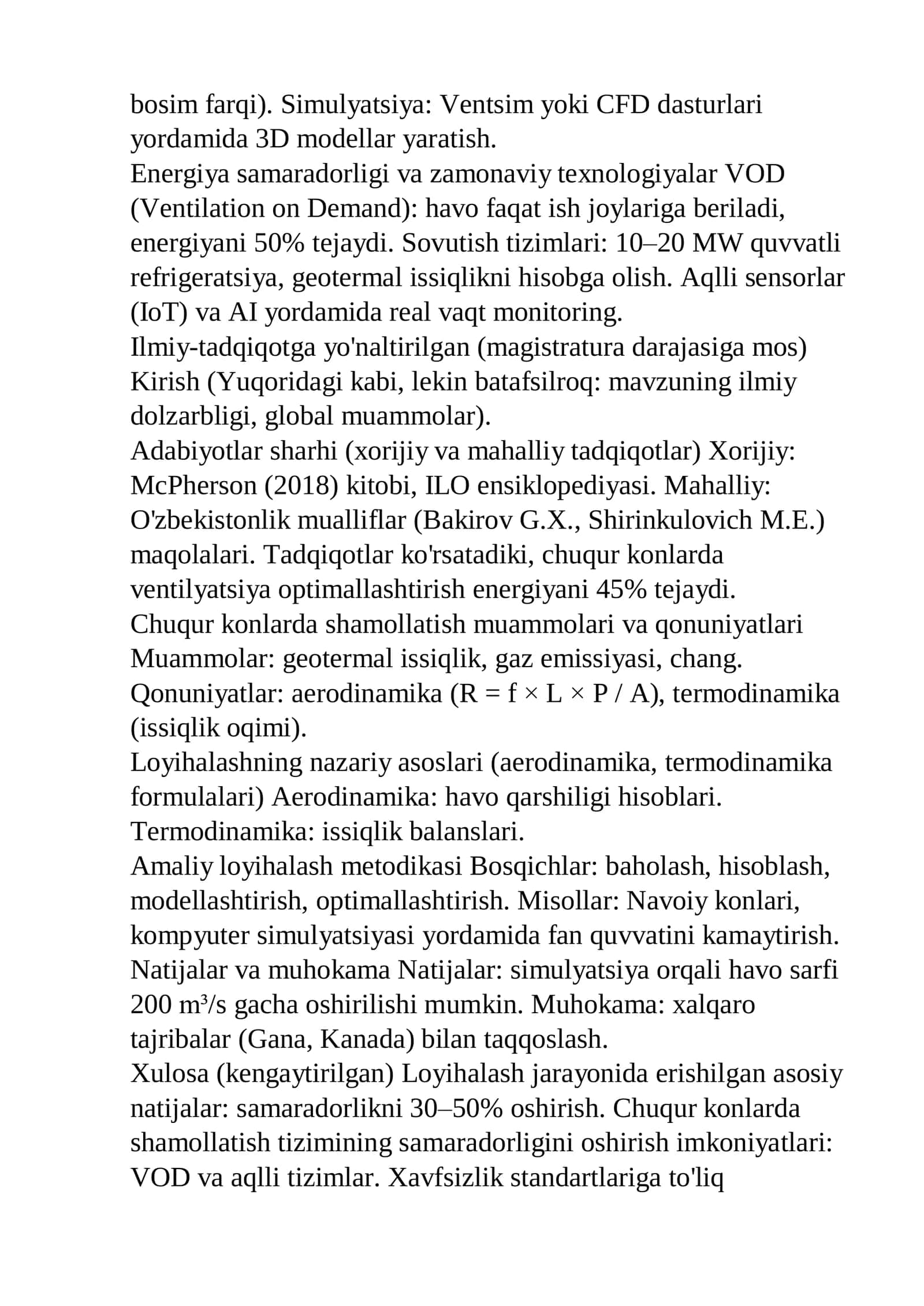 Chuqurlashtirilgan konlarda shamollatish tizimini loyihalash 3