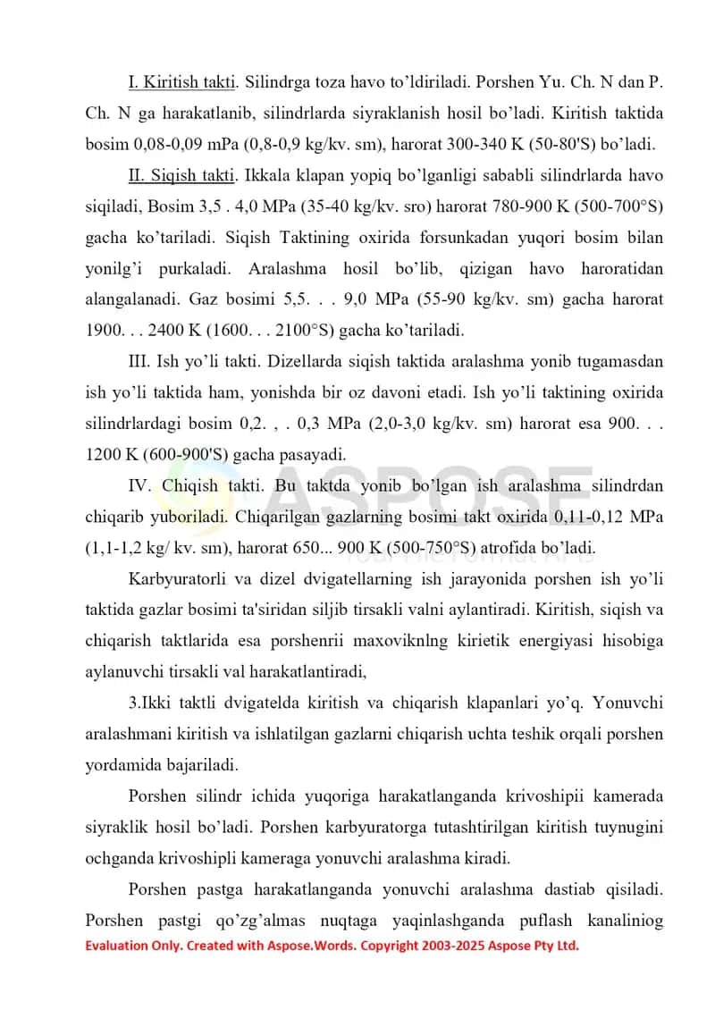 Ichki yonuv dvigatelining tasnifi 3