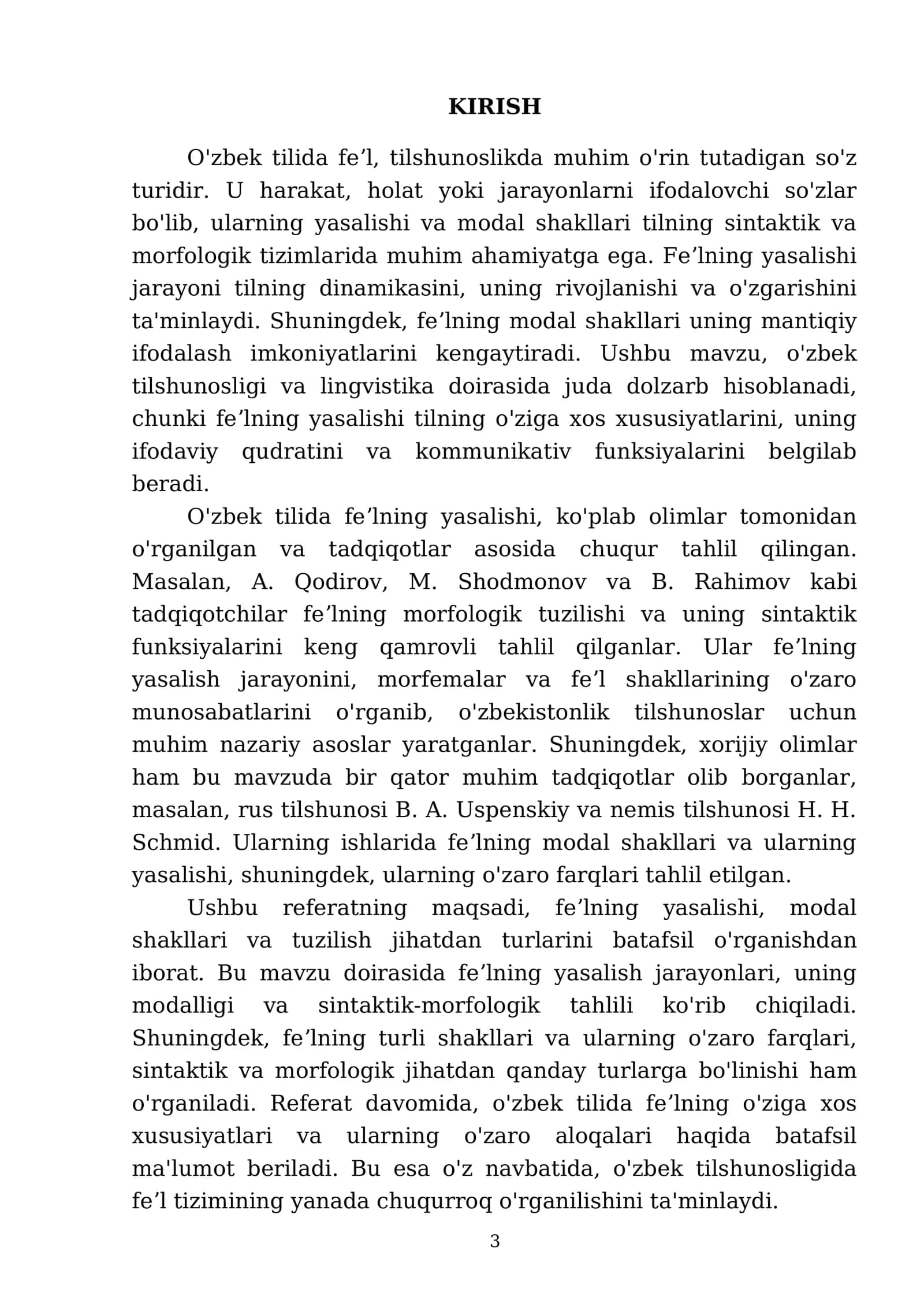 Feʼlning yasalishi. Feʼllarning modal shakllari va tuzilish jihatdan turlari 3