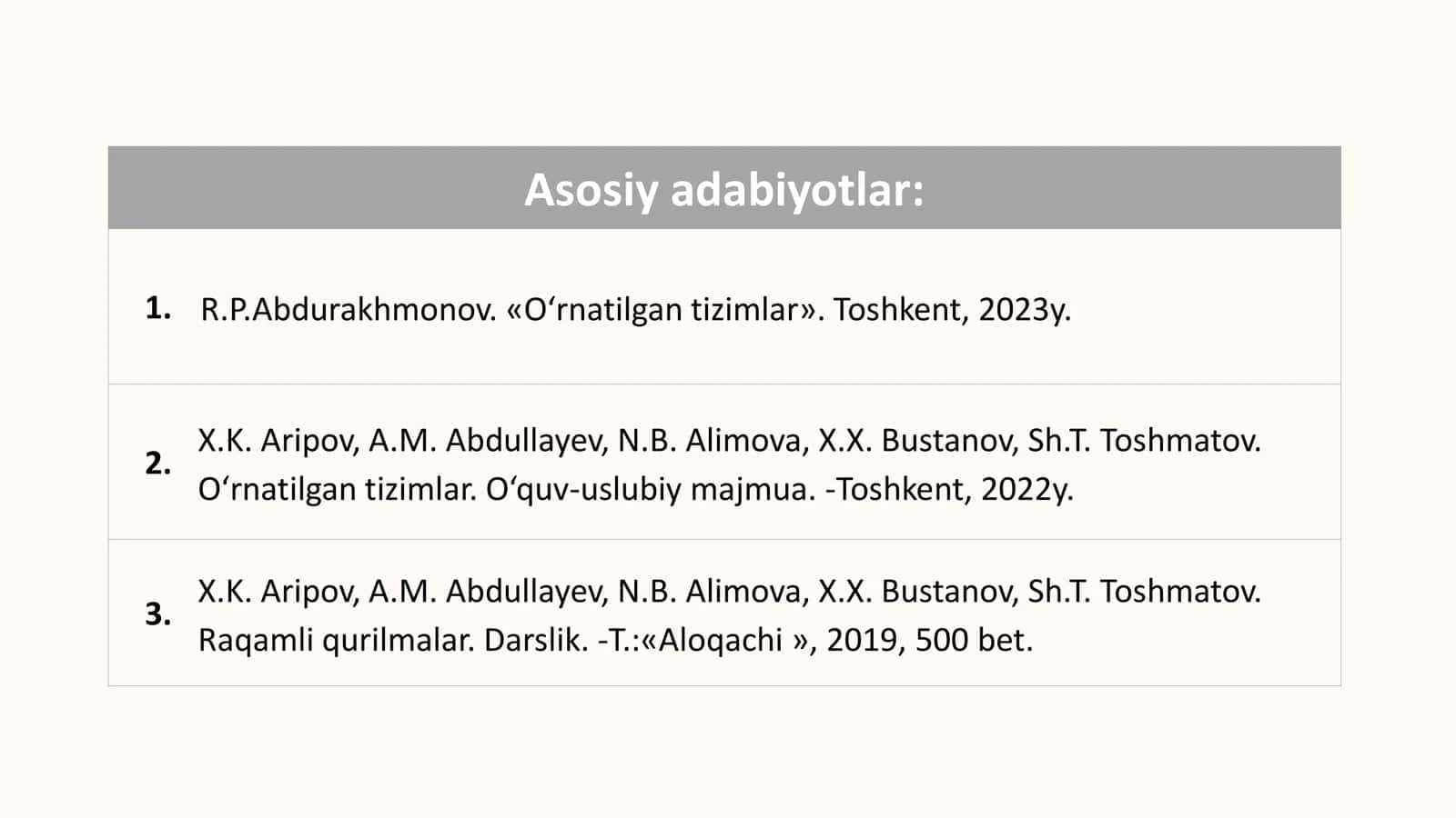 O‘rnatilgan tizimlar 3