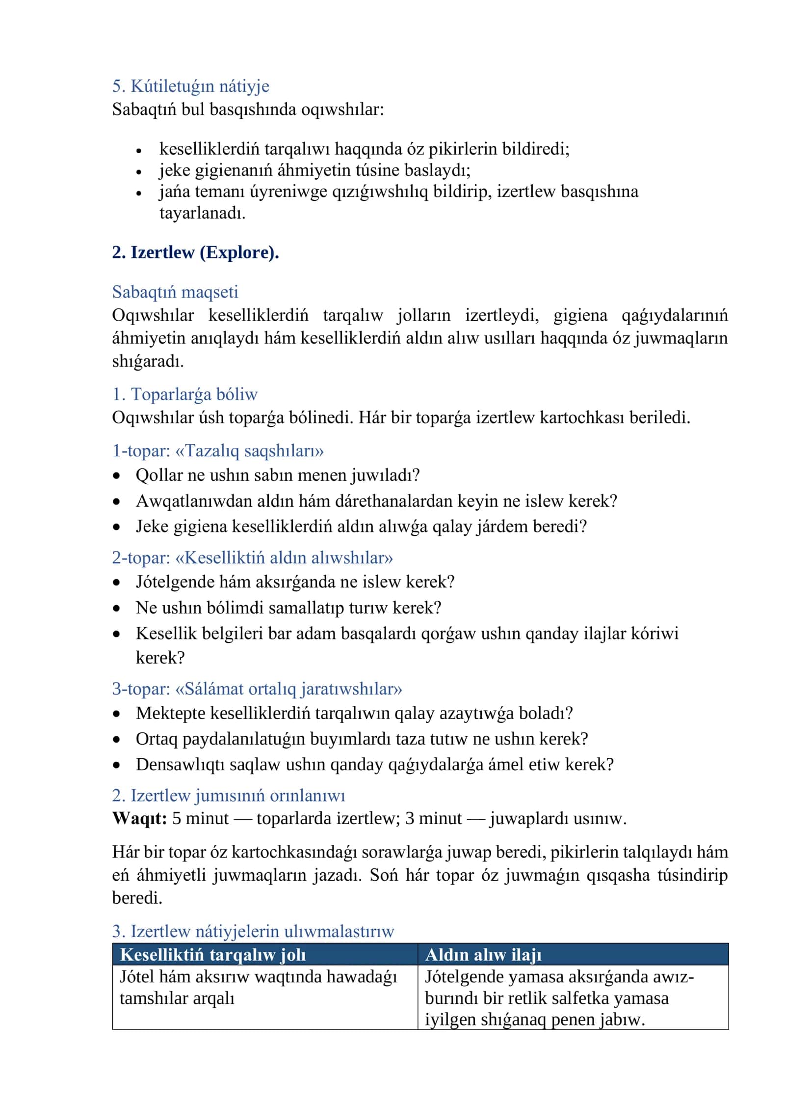 Kesellik tarqalıwınıń aldın alıw 3