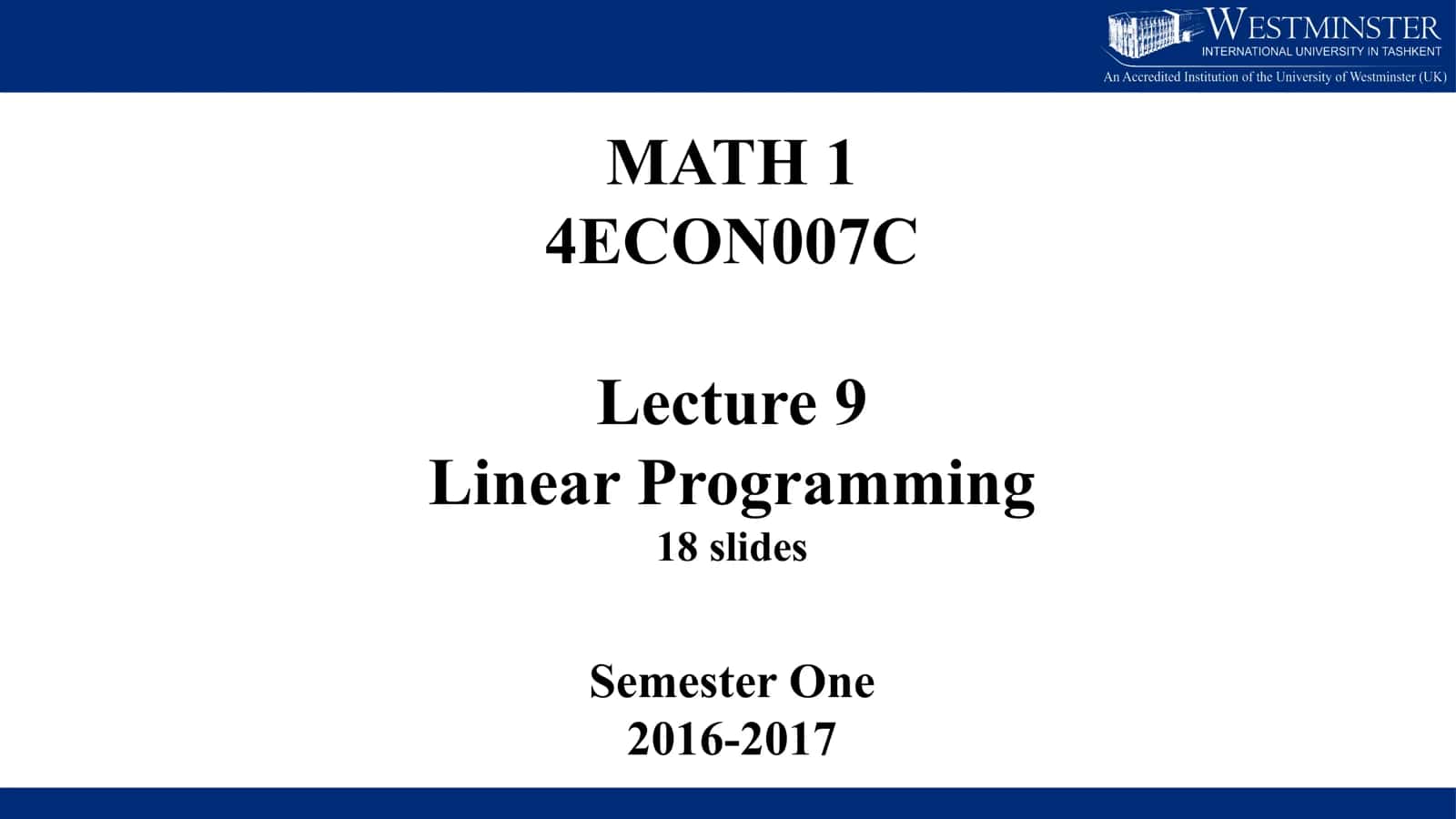Linear Programming Exam Details 3