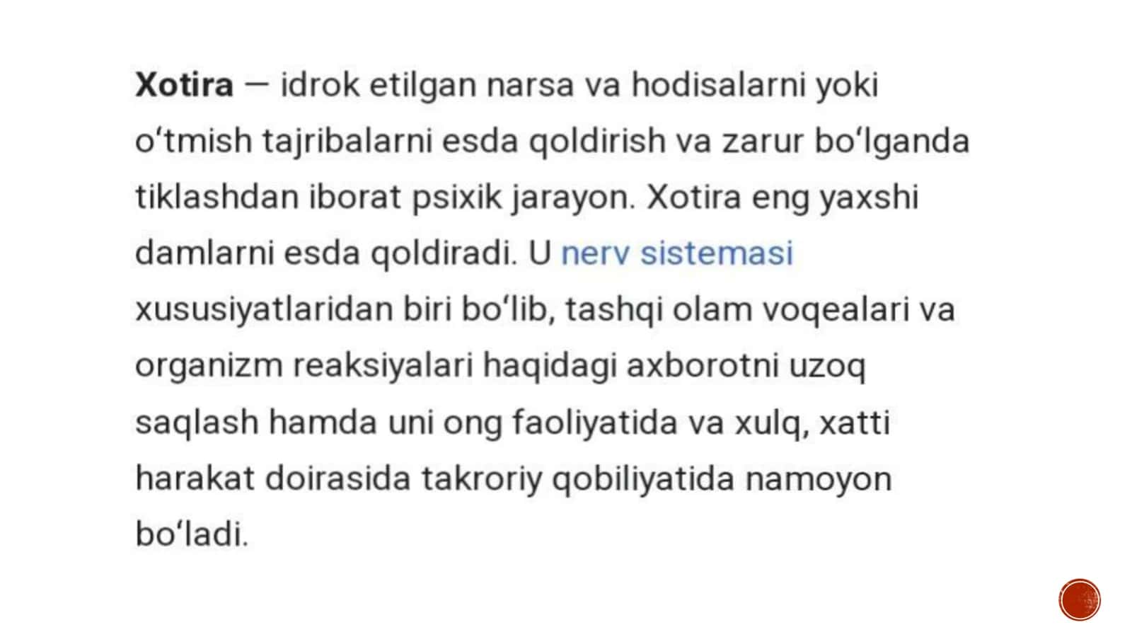 XOTIRANING PSIXIK JARAYON SIFATIDA ÒRGANILISHI 3