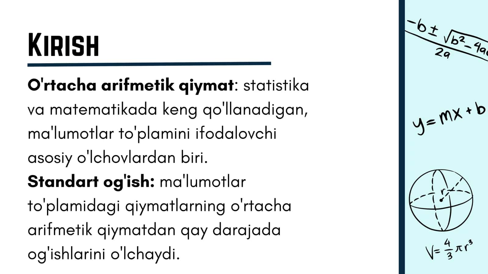 O'rtacha arifmetik qiymat va uning xossalari 3