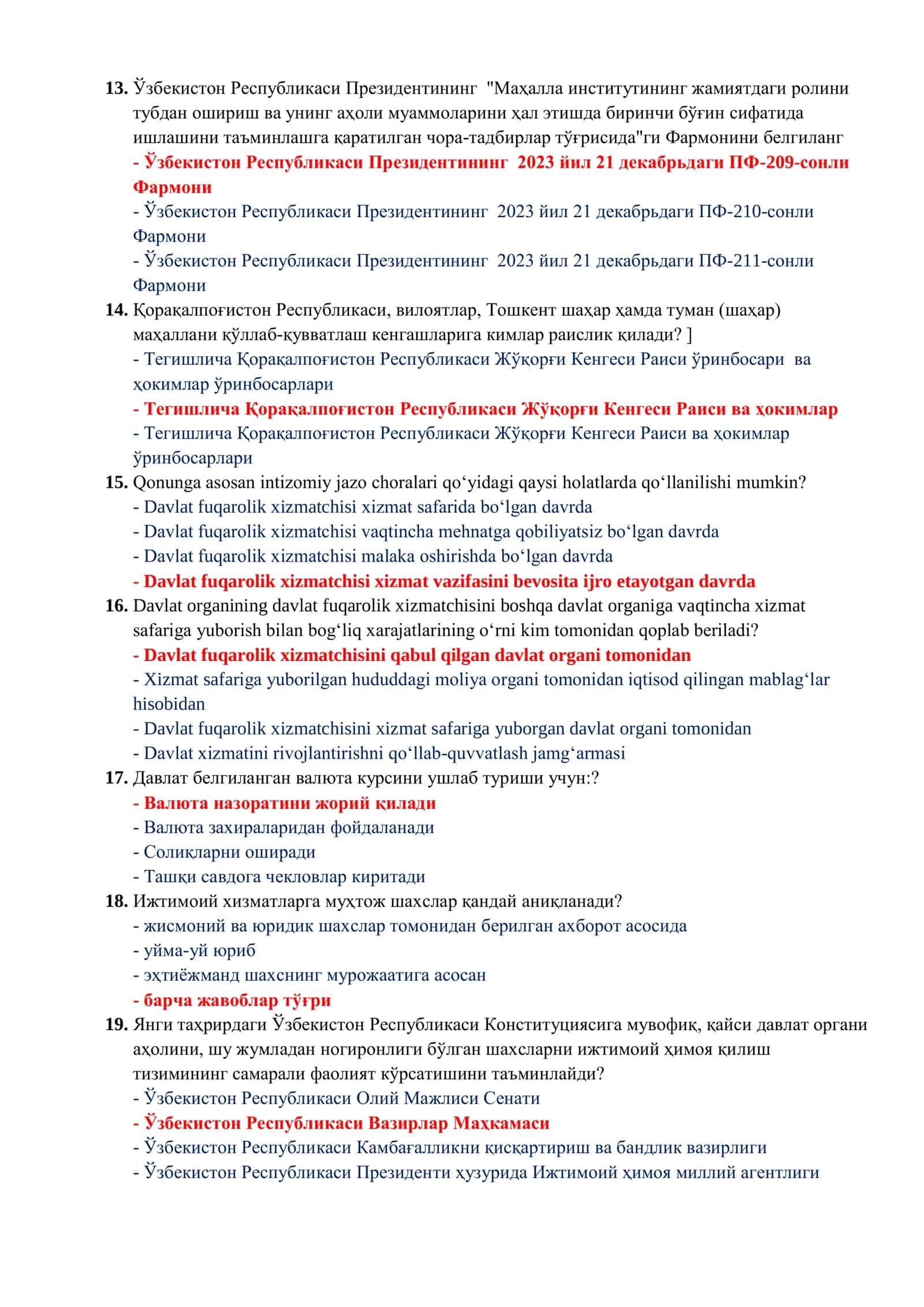 ARGOS test savollari Milliy qonunchlik bazasi (Javoblari bilan) 3
