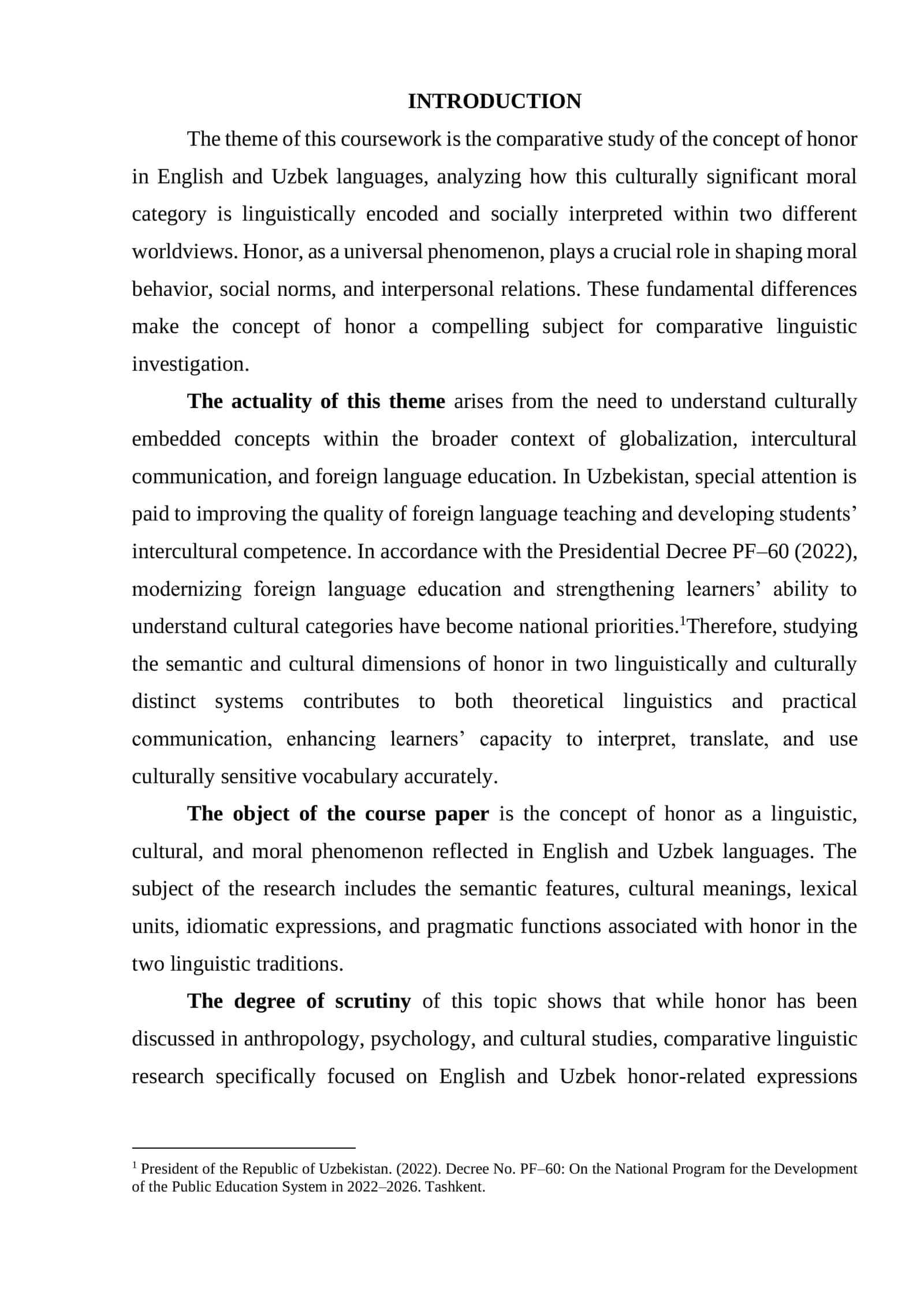The Concept of Honor in English and Uzbek Languages 3