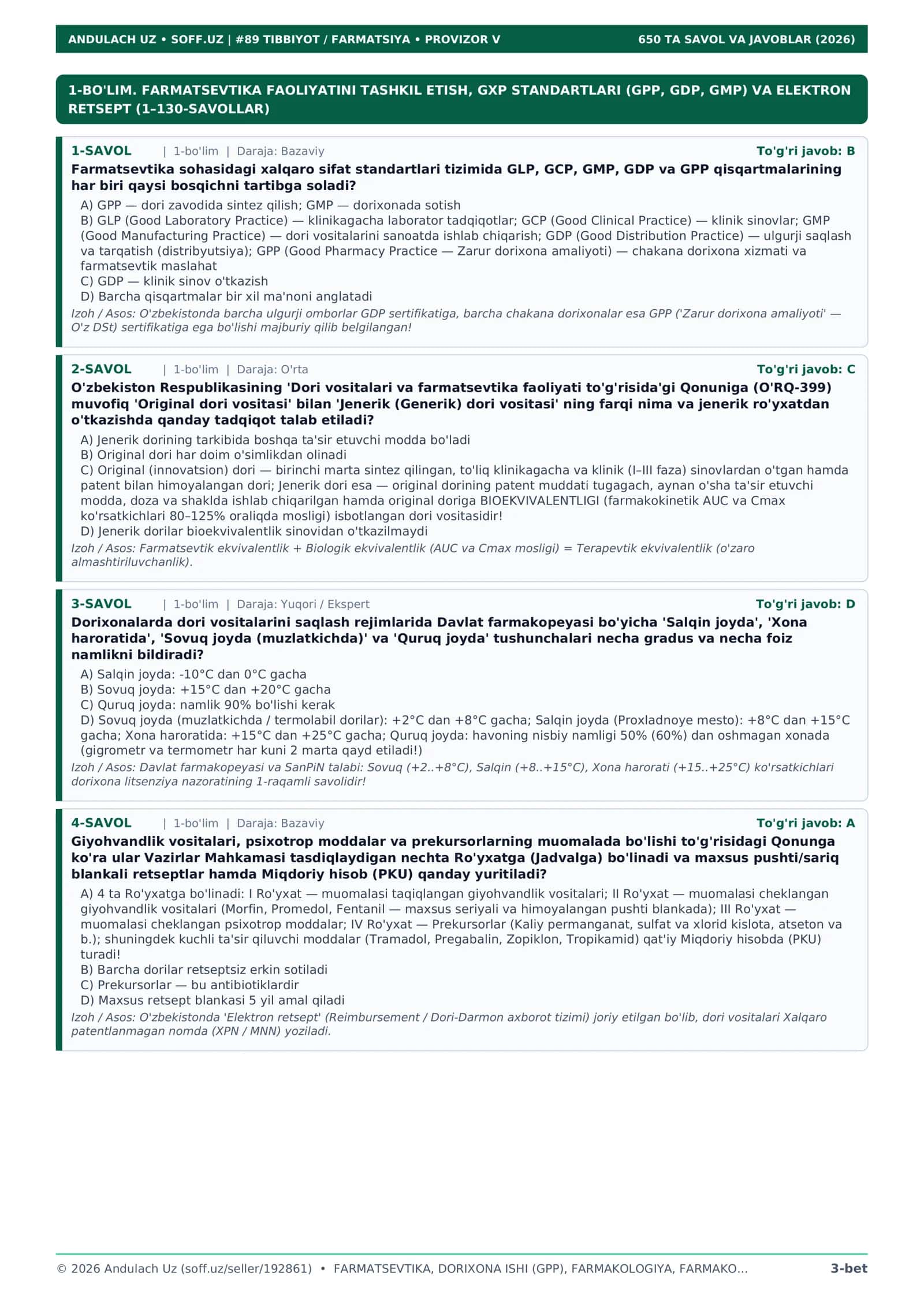FARMAKOLOGIYA, FARMAKOGNOZIYA VA DORI TEXNOLOGIYASI 3