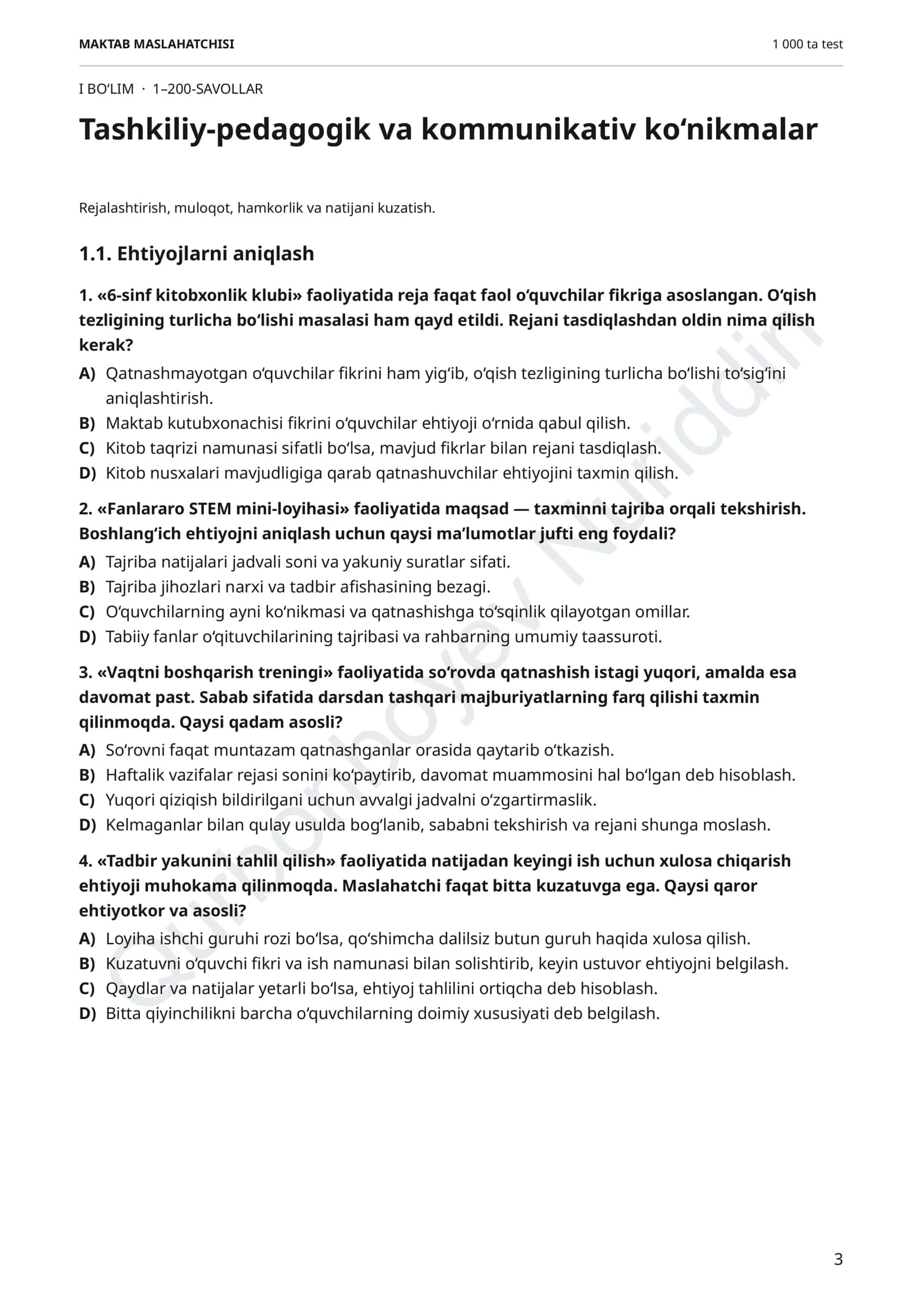MAKTAB MASLAHATCHISI 1000 ta test 2026 yangi 3