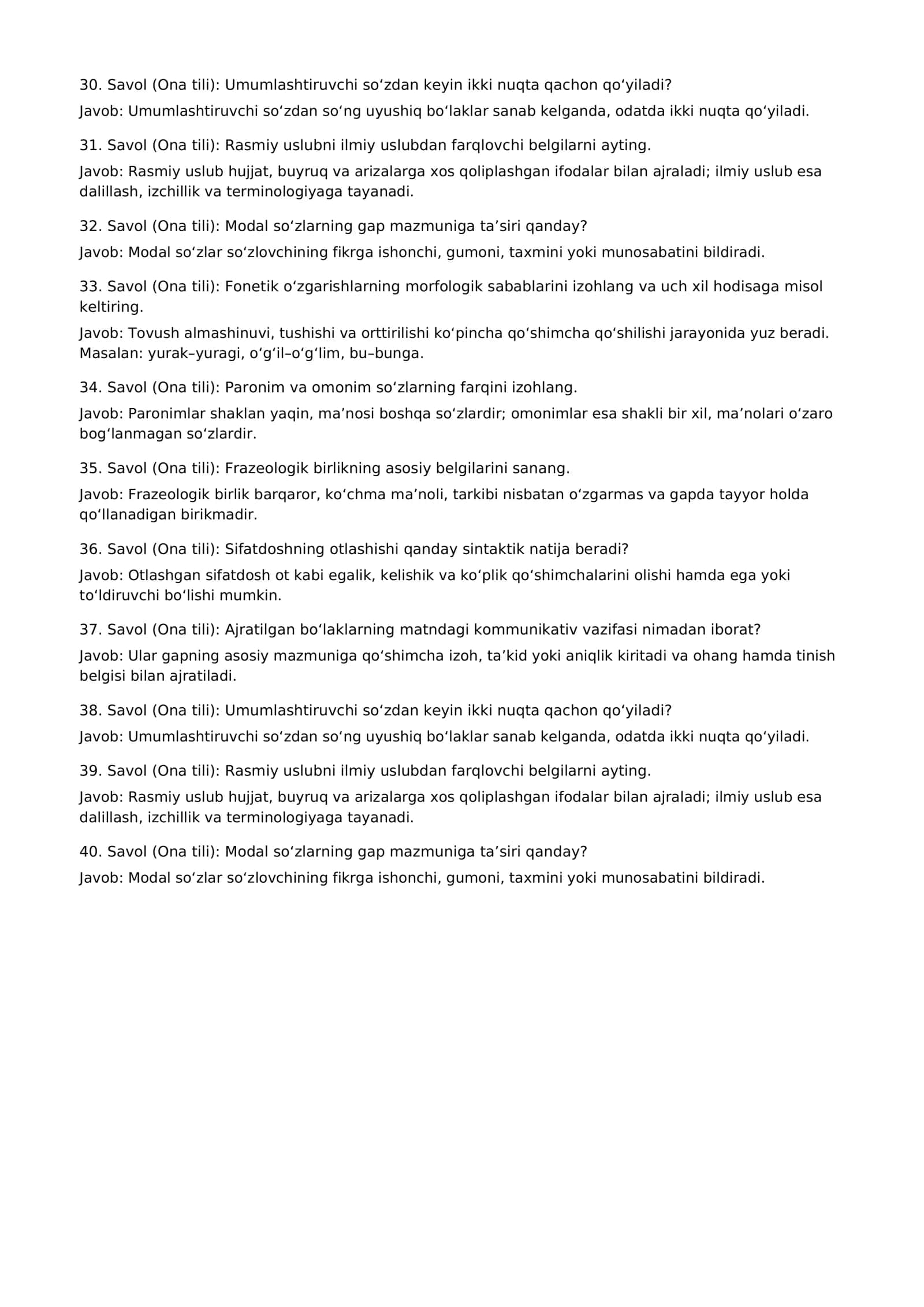 Ona tili va adabiyot fanidan milliy sertifikatga tayyorgarlik uchun 1000 ta savol-javoblar to‘plami 3