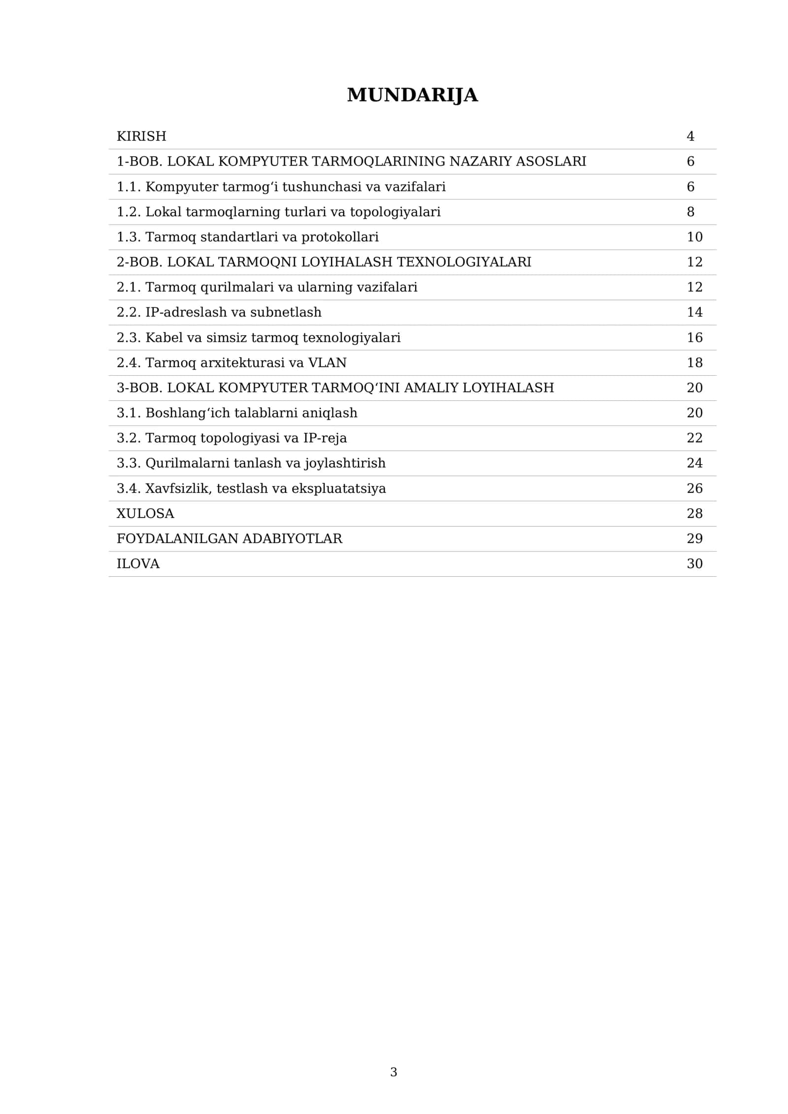 KURS ISHI - Fan: Dasturlash va Web-ishlab chiqish - Mavzu: LOKAL KOMPYUTER TARMOQ‘INI LOYIHALASH 3