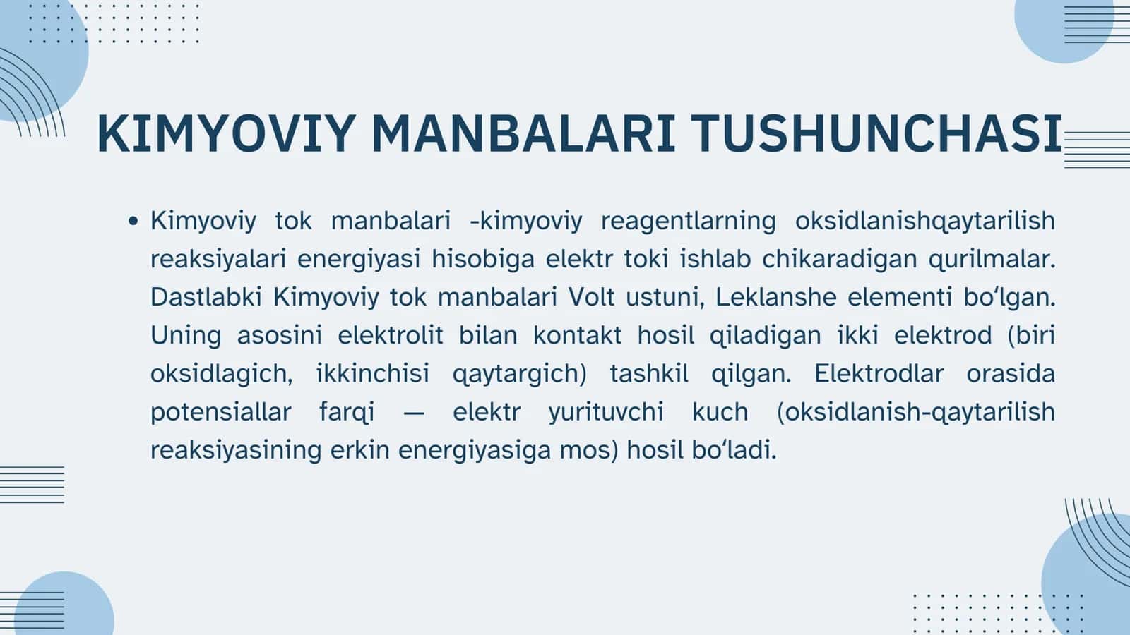 ELEKTR ENERGIYASINING KIMYOVIY MANBALARI 3