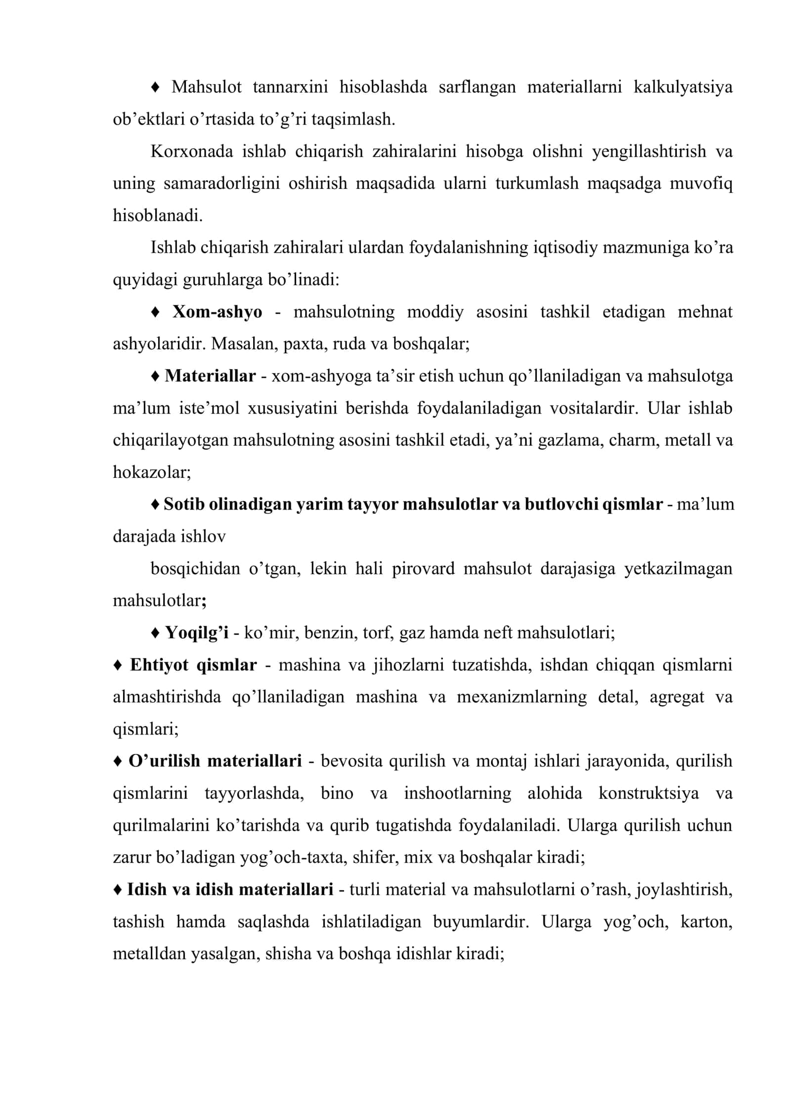 Tovar moddiy zaxiralar sarflanishini buxgalteriyada hisobga olish 3