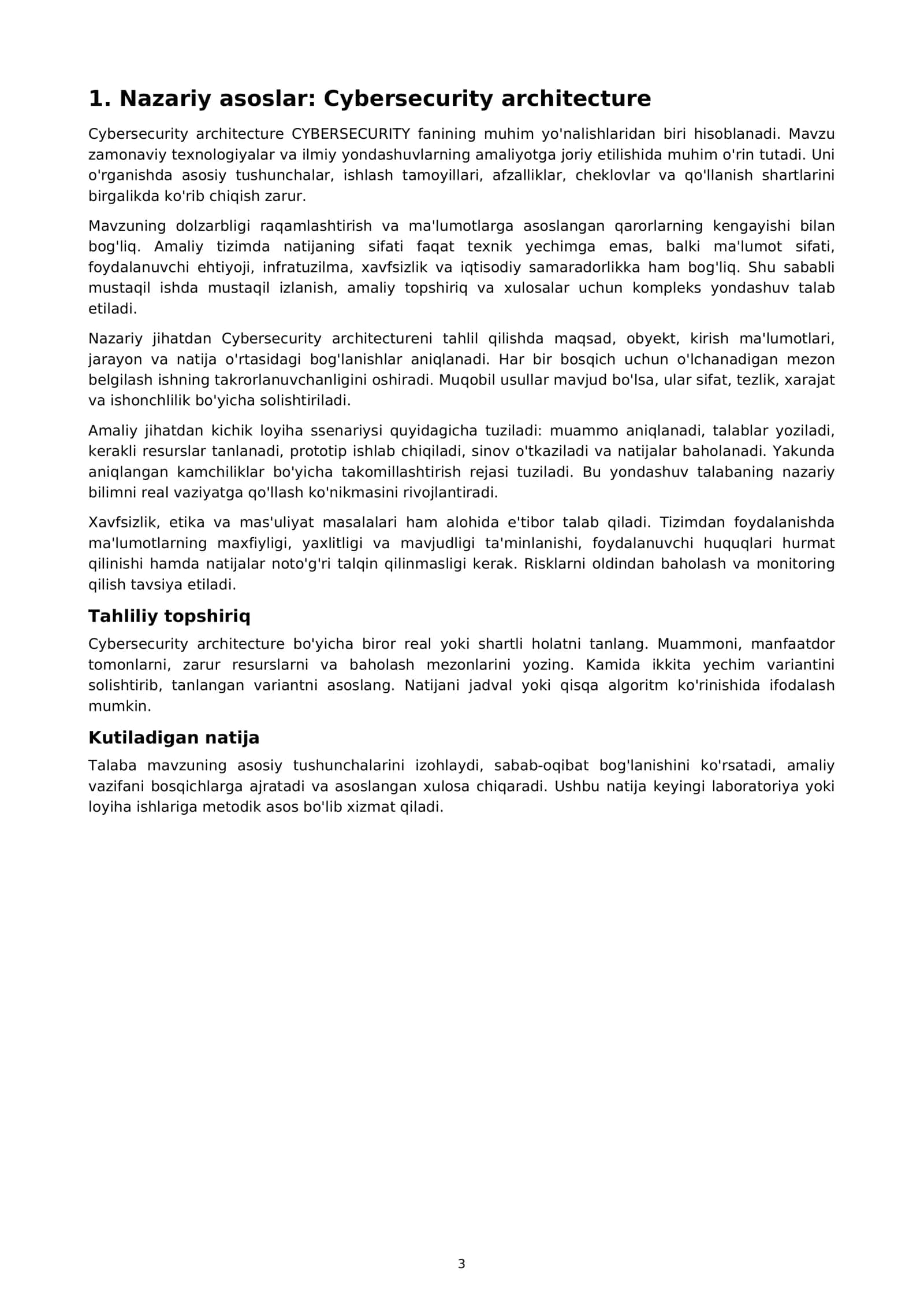 Cybersecurity architecture 3