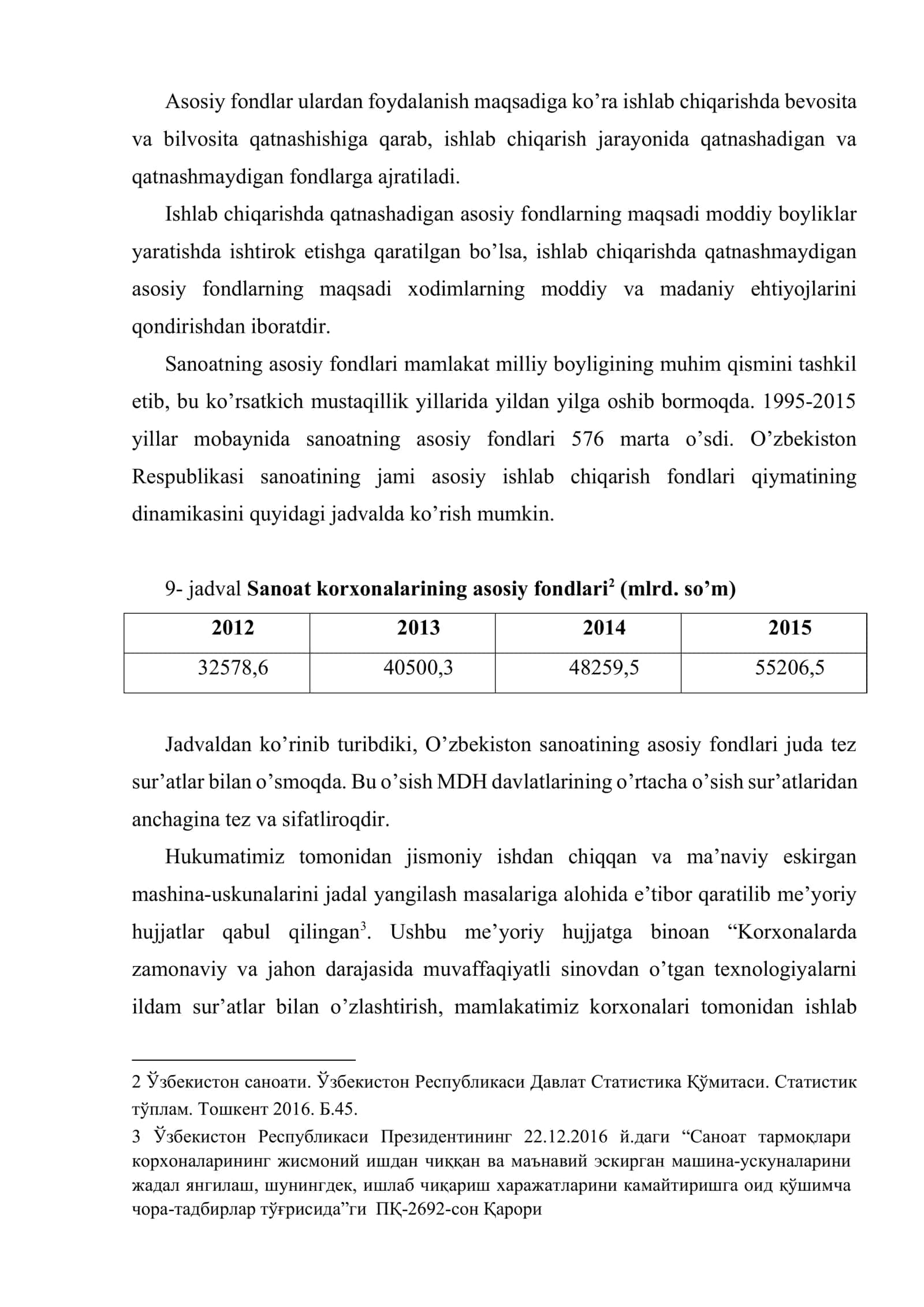 Sanoat ishlab chiqarishining asosiy fondlari va ishlab chiqarish quvvatlari 3